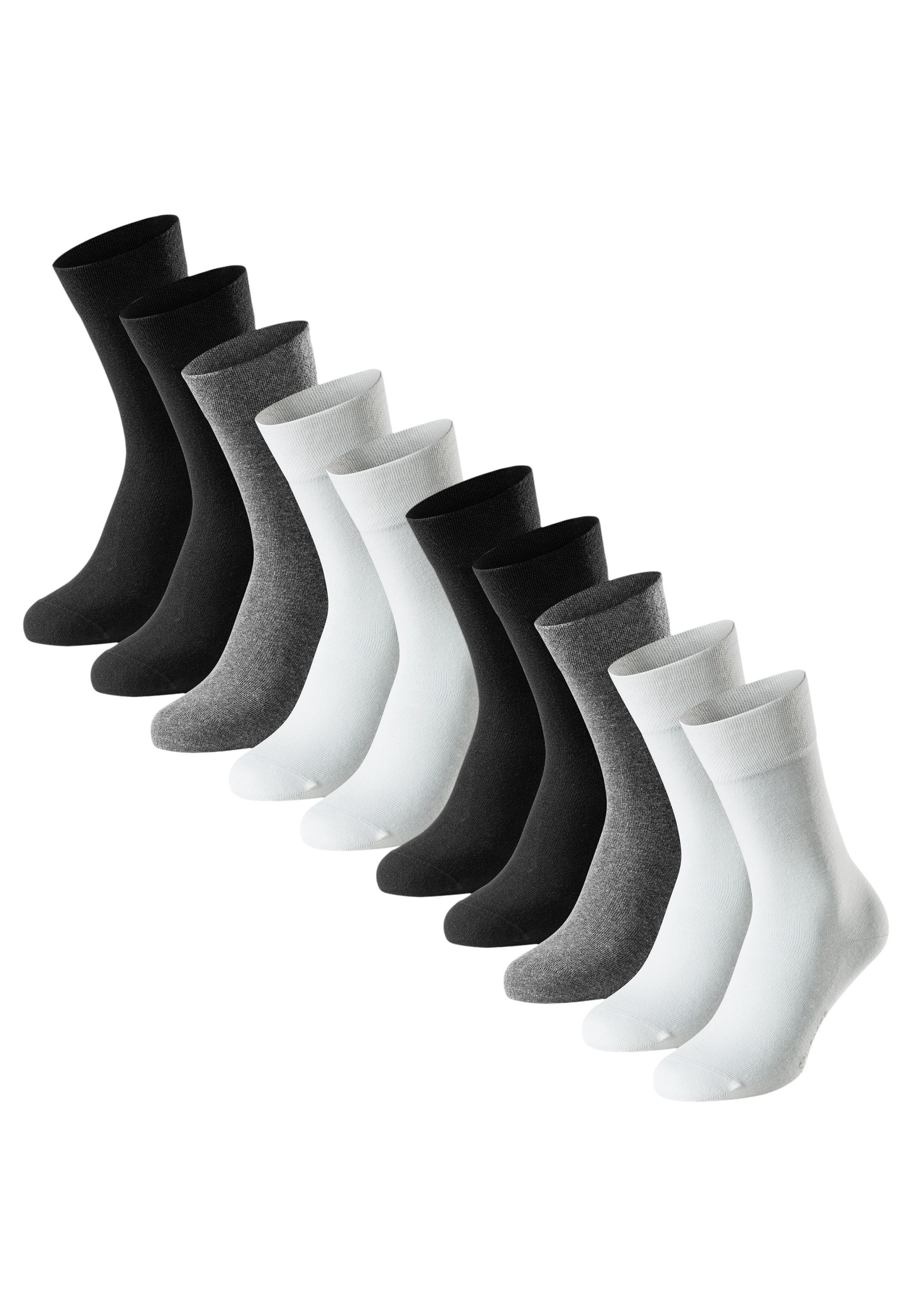 Schiesser Langsocken 10er Pack Bluebird (Spar-Set, 10-Paar) Socken - Baumwolle - Atmungsaktiv - Druckfreier, bequemer Bund