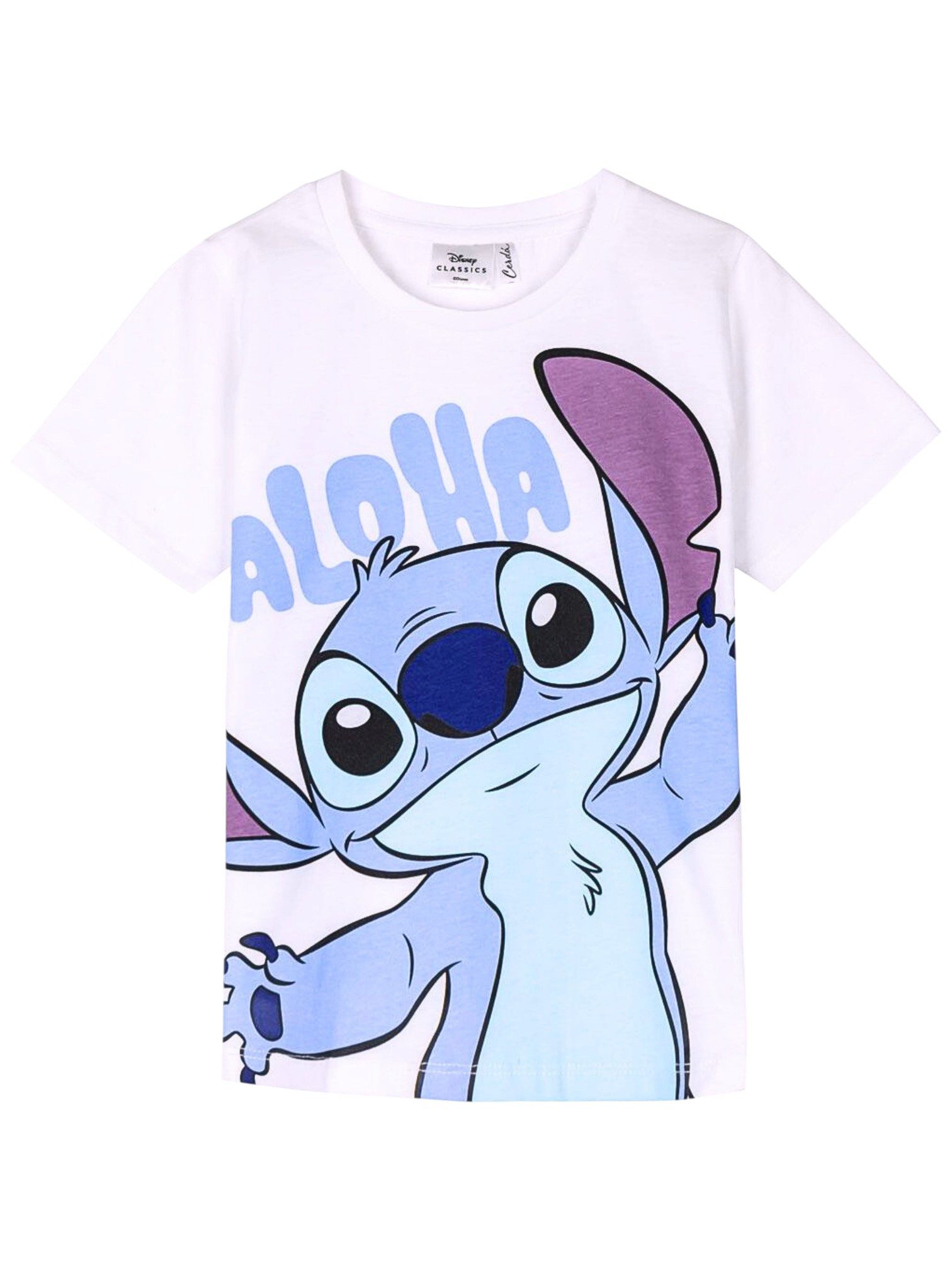 Cerdá T-Shirt STITCH - ALOHA Mädchen Kurzarmshirt aus Jersey Gr. 110 - 158 cm