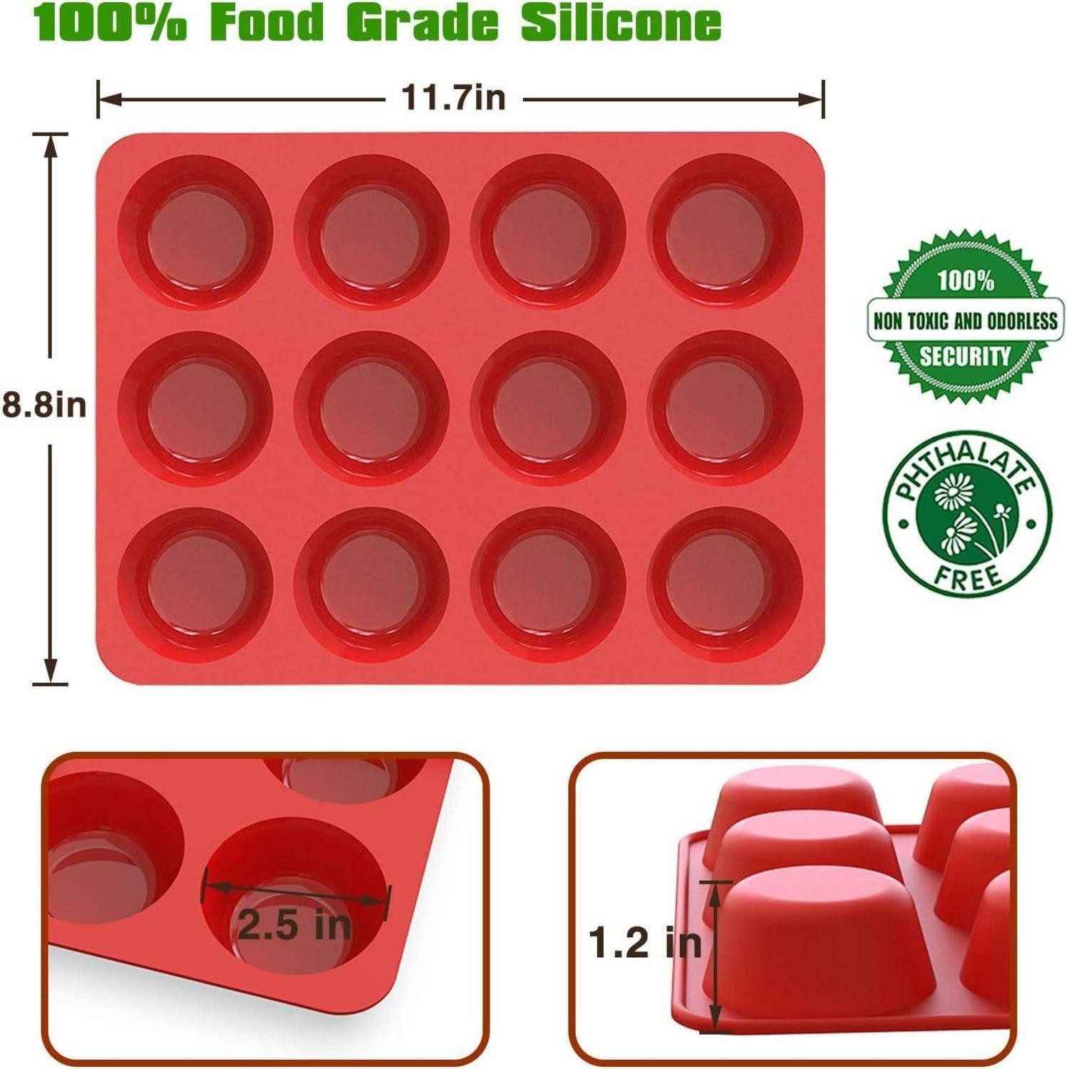 LuxusKollektion Muffinform Muffinform Silikon für 12 Muffins - 2 Stück Cupcake Backform Antihaft