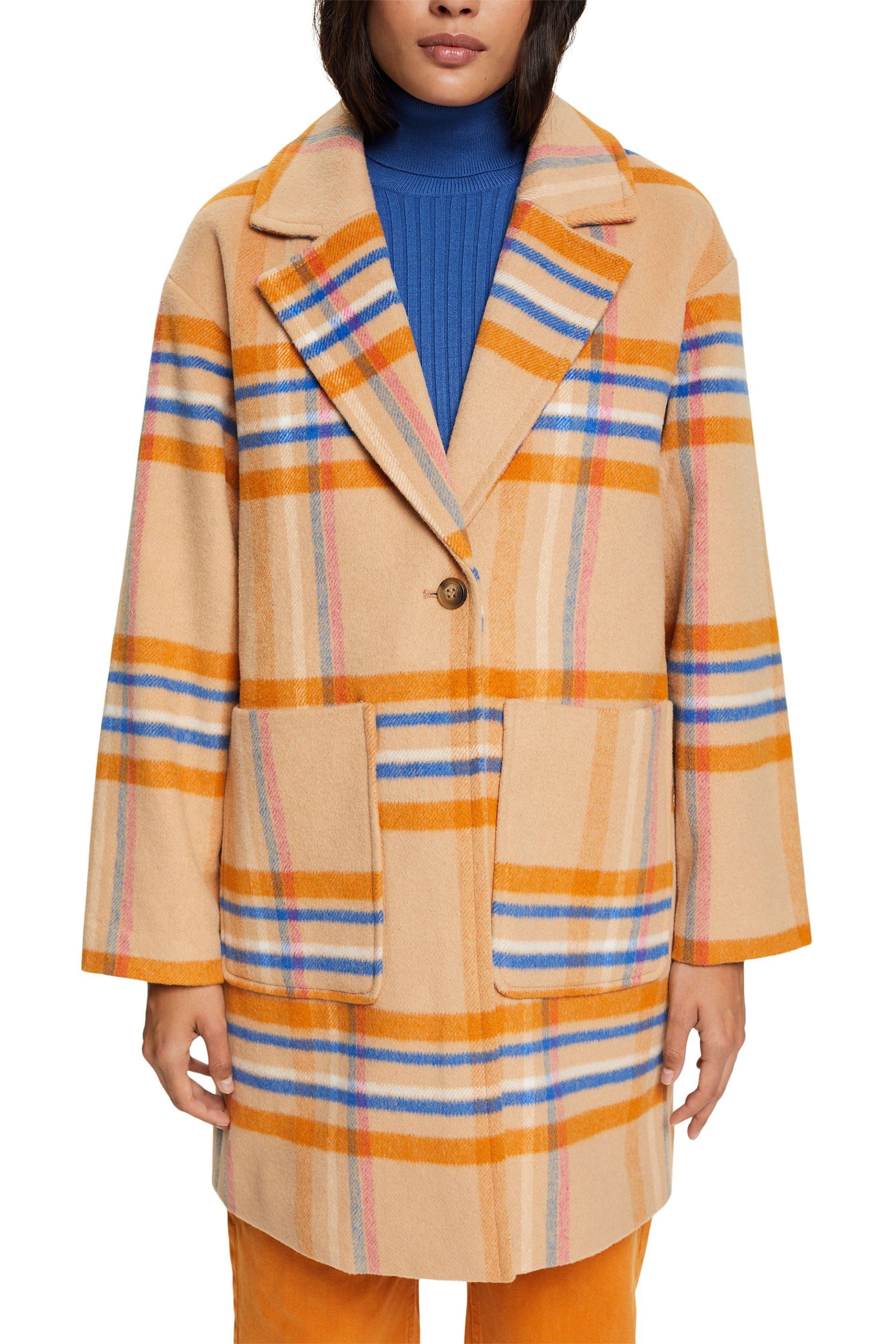 Esprit Wollmantel Gelb Edc By Esprit Wollmantel Mantel Im Karo