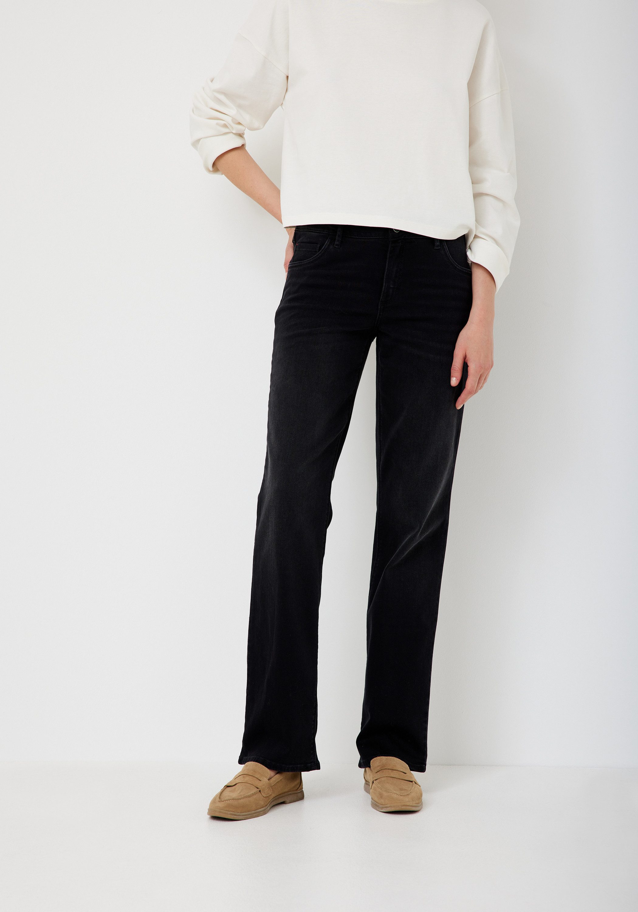 Paddock's Straight-Jeans LARA Hochgeschnittene Relaxed Fit Jeans mit Stretch