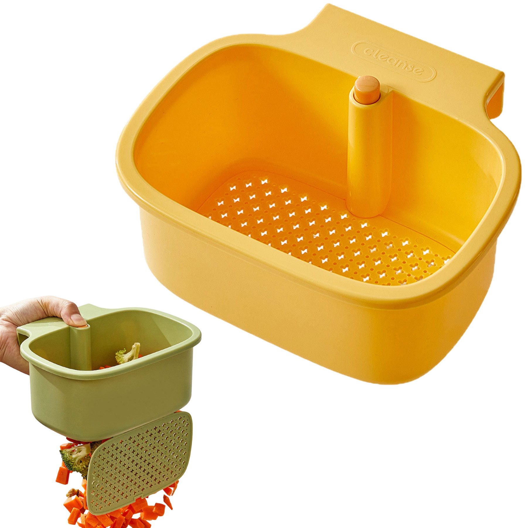 Refttenw Küchensieb Hängender Abtropfkorb für die Küchenspüle Wasserhahn-Hängesieb, Mit Druckknopf für Essensreste filtern, Gemüse Obst waschen