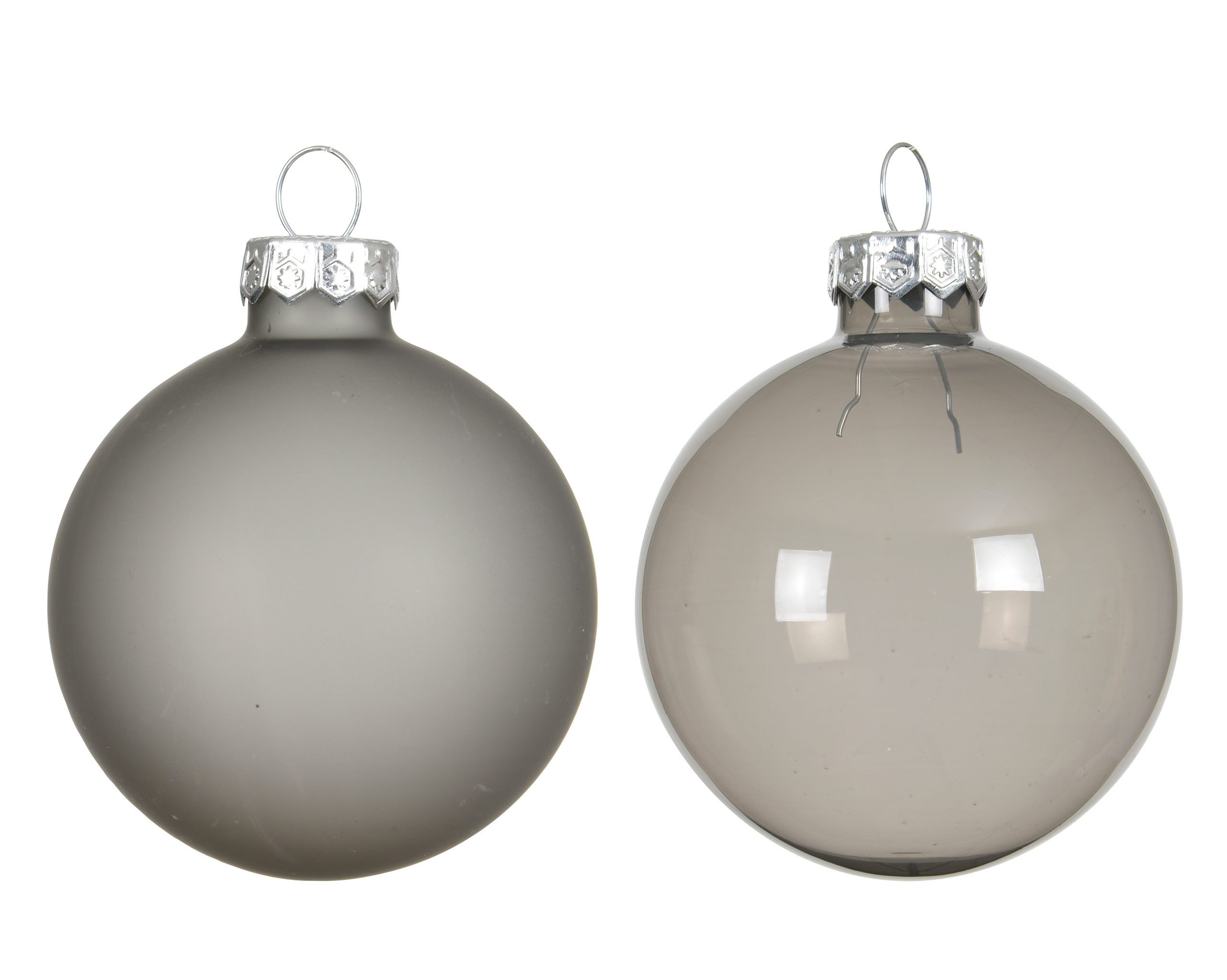 Kaemingk Weihnachtsbaumkugel, Weihnachtskugeln Glas 6cm x 6 Stück - Zart Grau transparent