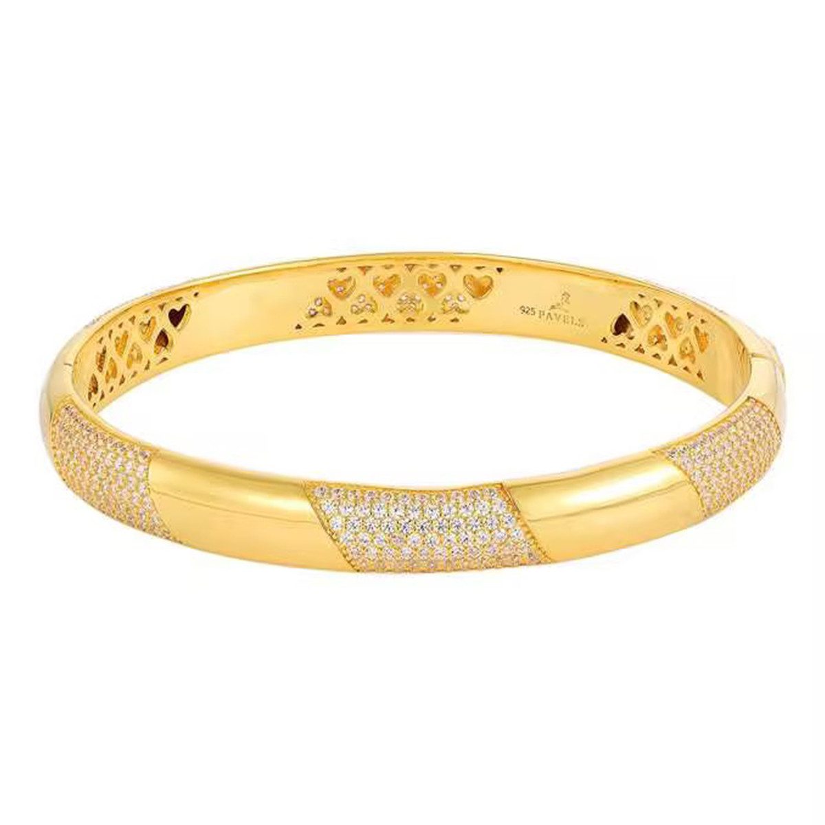 PAVELS Armreif Golden Glam, Vergoldeter Damen Silber Schmuck mit 5A Zirkoni günstig online kaufen