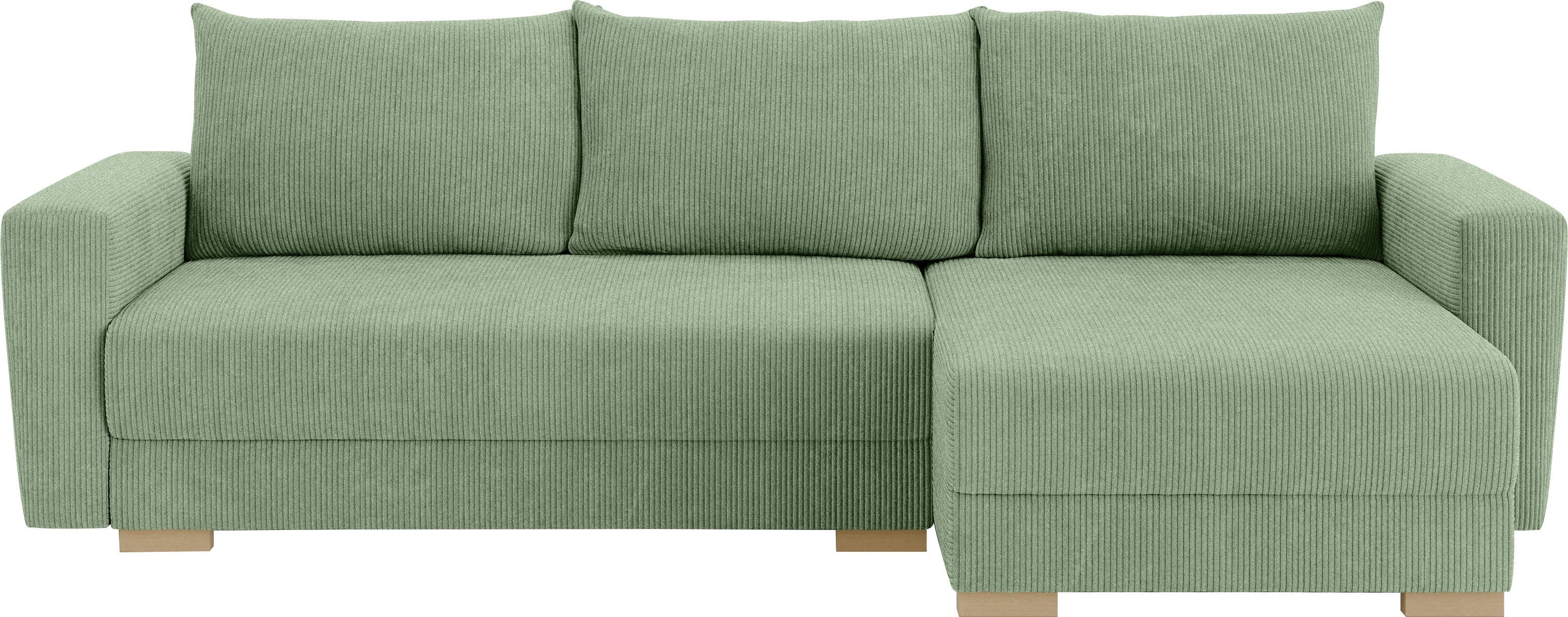 Home affaire Ecksofa MAGHERA universell Schlafsofa mit Bettkasten, Maße B/T/H: 255/142/84cm, L-Form mit Recamiere rechts oder links montierbar, hoher Sitzkomfort