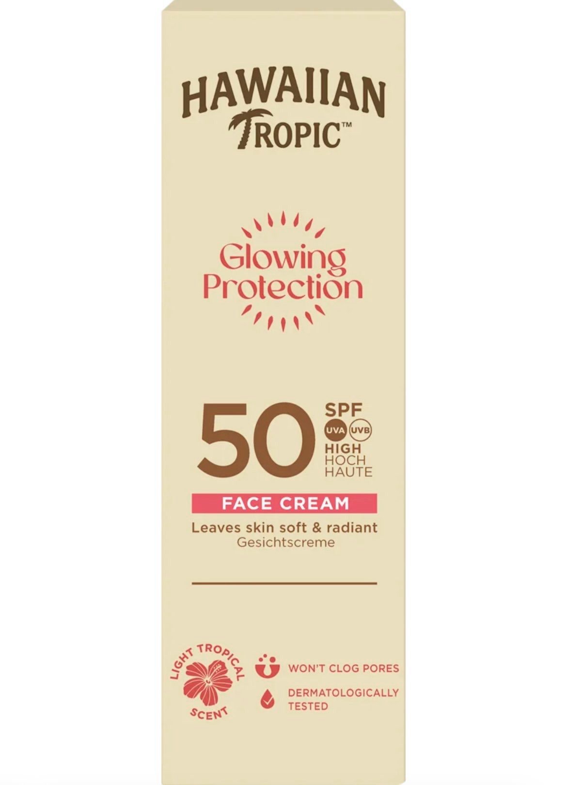 Sonnenschutzcreme Hawaiian Tropic Sonnencreme Gesicht glow protection LSF 50, 50 ml