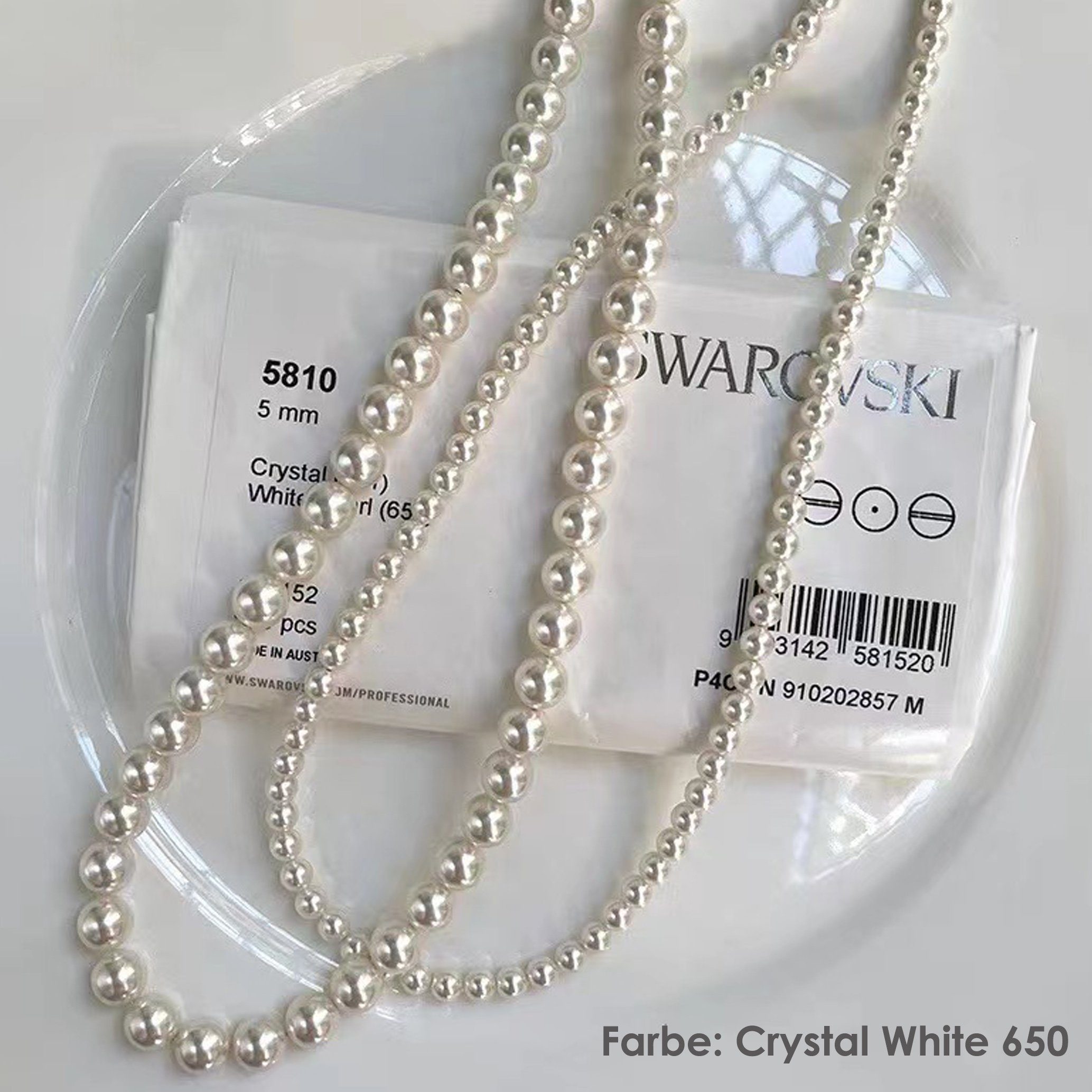 Crystal 5cm Swarovski Halskette Kristall + Perlenkette GOLDEN Runde Perlen 45cm 5810 Pearls Perlen Halskette,
