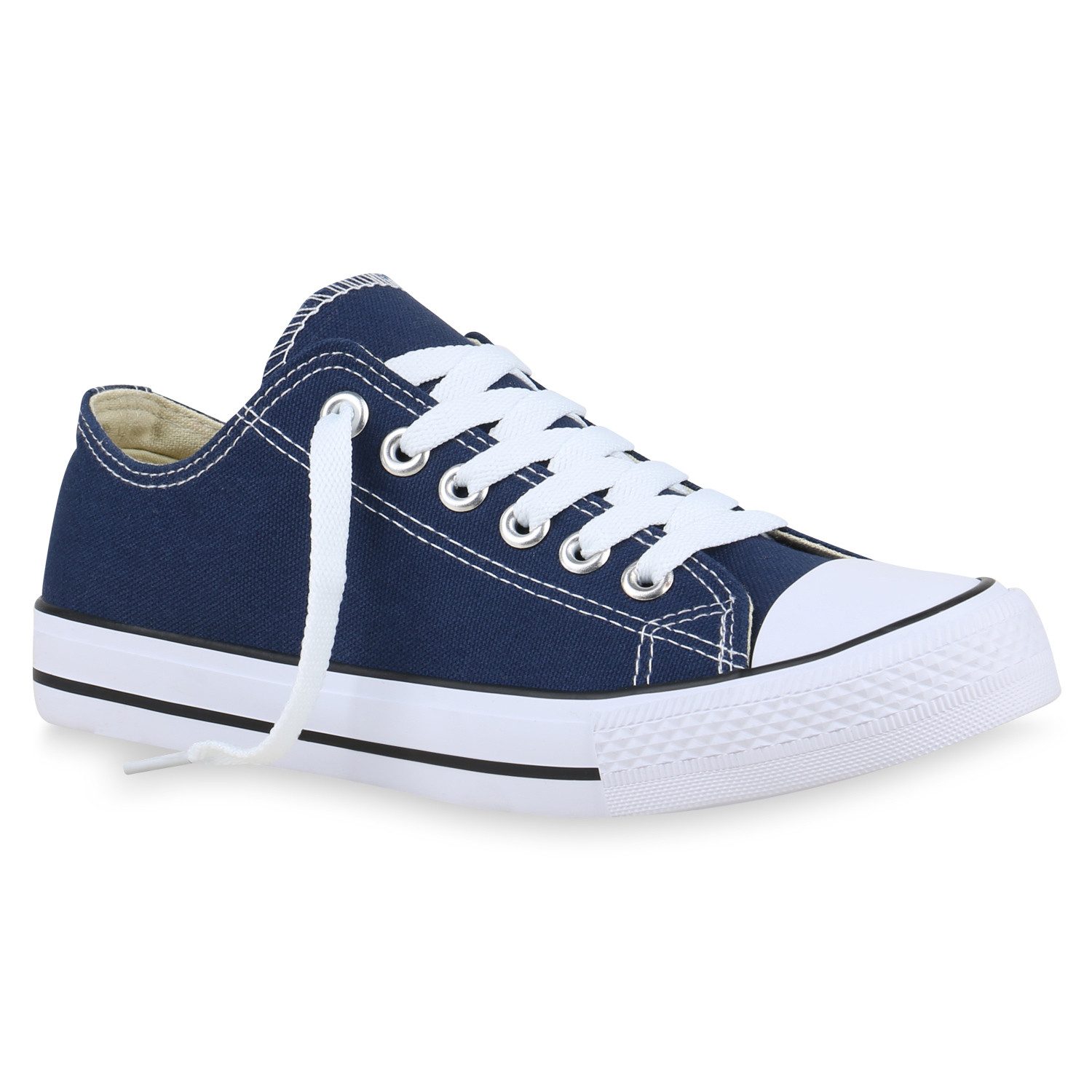 VAN HILL 826093 Sneaker Damen Sneaker Low Basic Canvas Turnschuhe Schnürer günstig online kaufen