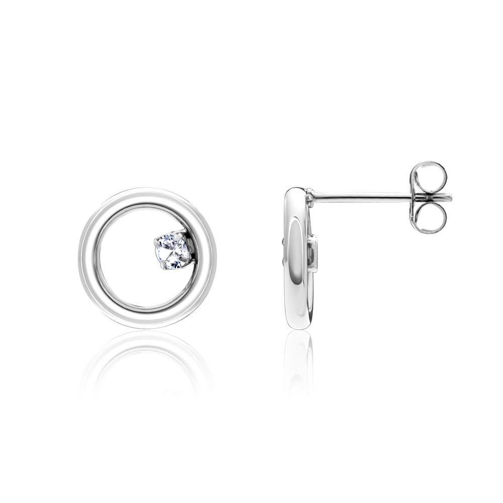 JEWLIX Paar Ohrstecker Schlicht in Silber mit rundem Schmuckelement und Zir günstig online kaufen