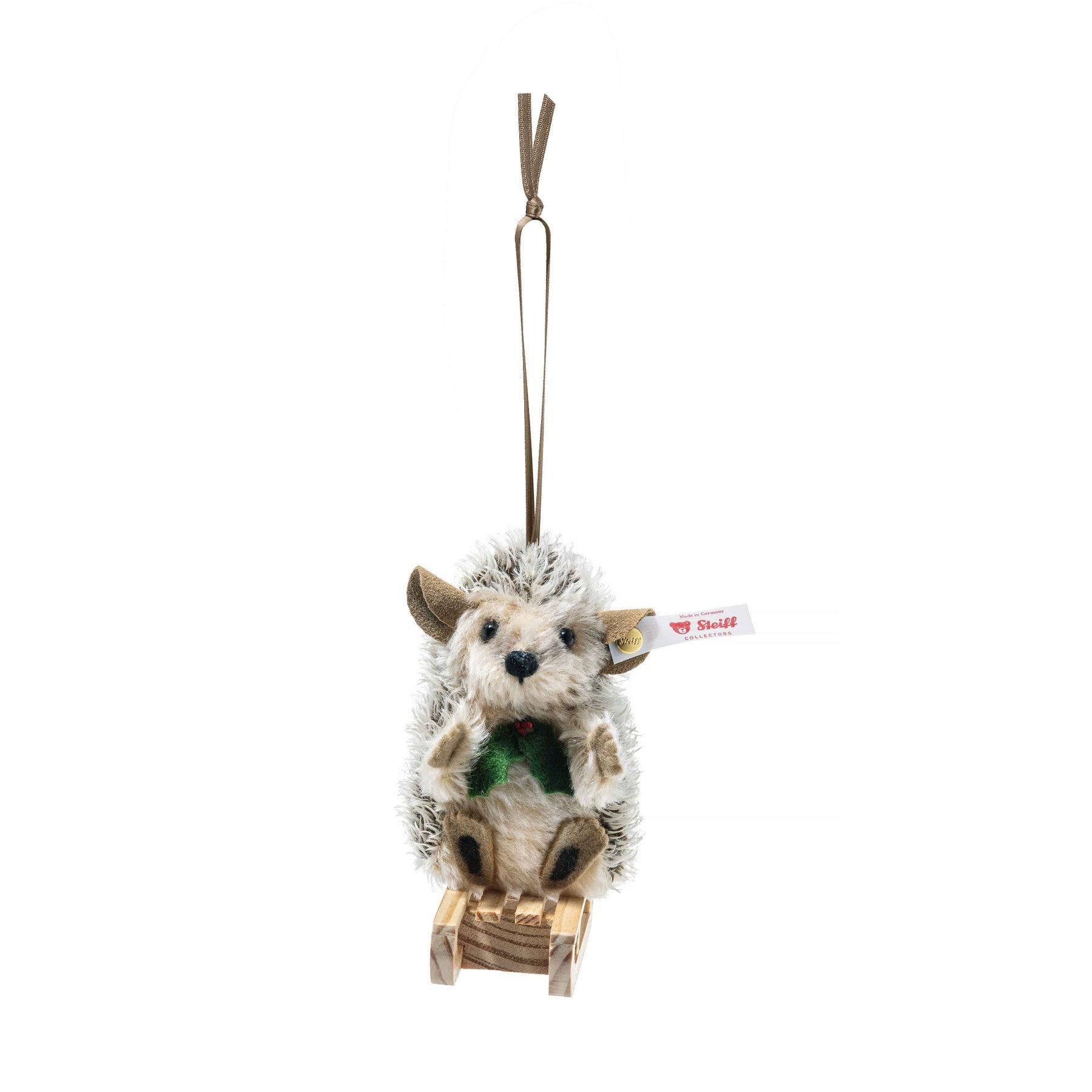 Steiff Dekofigur Steiff Igel mit Schlitten Ornament RMS 9 cm 684135