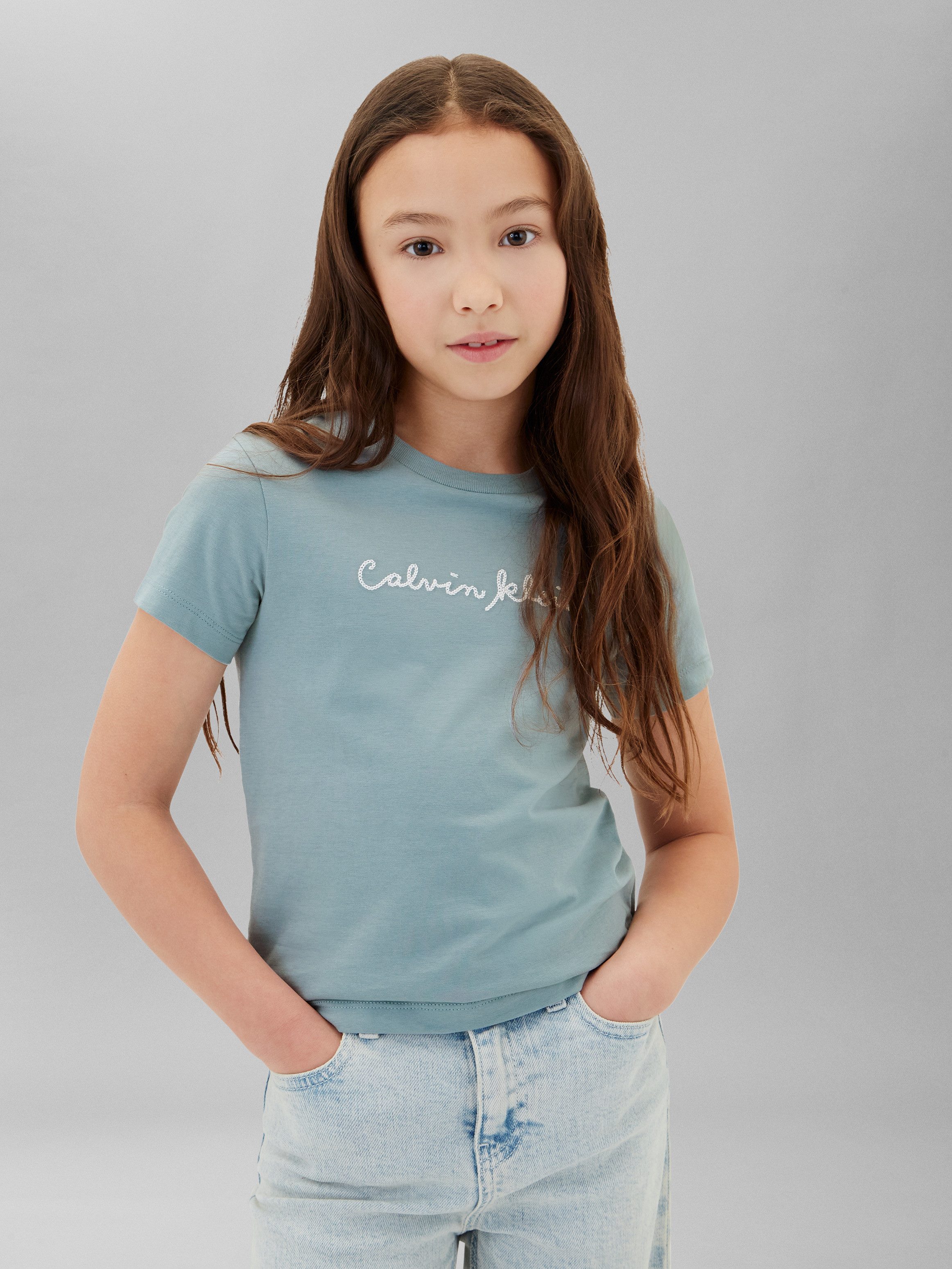 Calvin Klein Jeans T-Shirt Rundhalsausschnitt, Slim Fit, reine Baumwolle