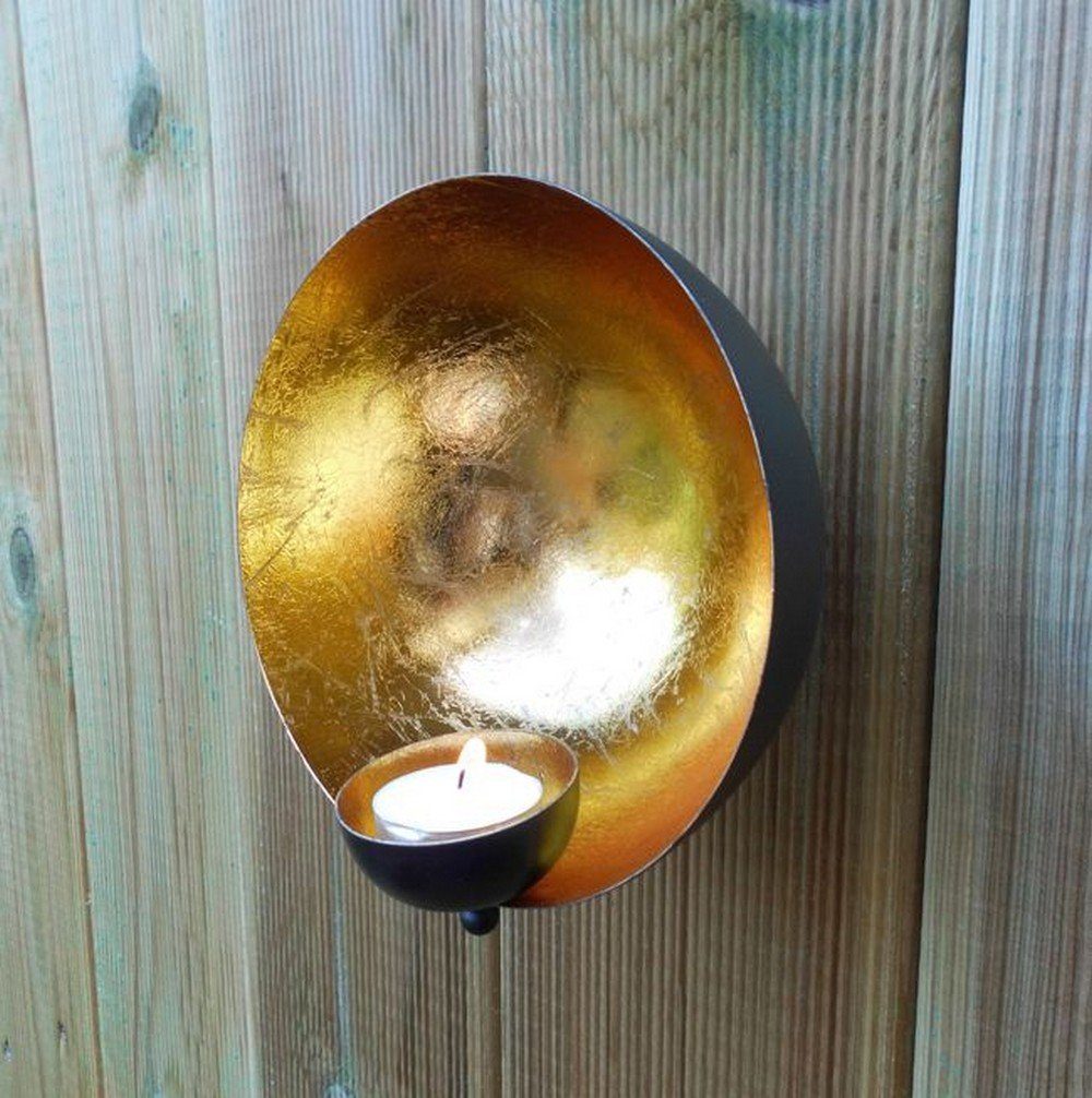 Deko-Impression Wandkerzenhalter Wandkerzenhalter Teelichthalter für Wand. Eisen goldfarbig foliert (1 St)