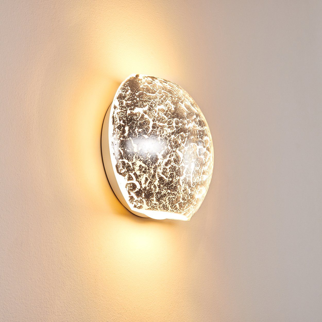 Leuchtmittel, Metall/Glas Lichteffekt Wandlampe 1xE27, Up Wandleuchte Silber, in & aus mit mit ohne runde »Sorano« Down-Effekt, hofstein Innen