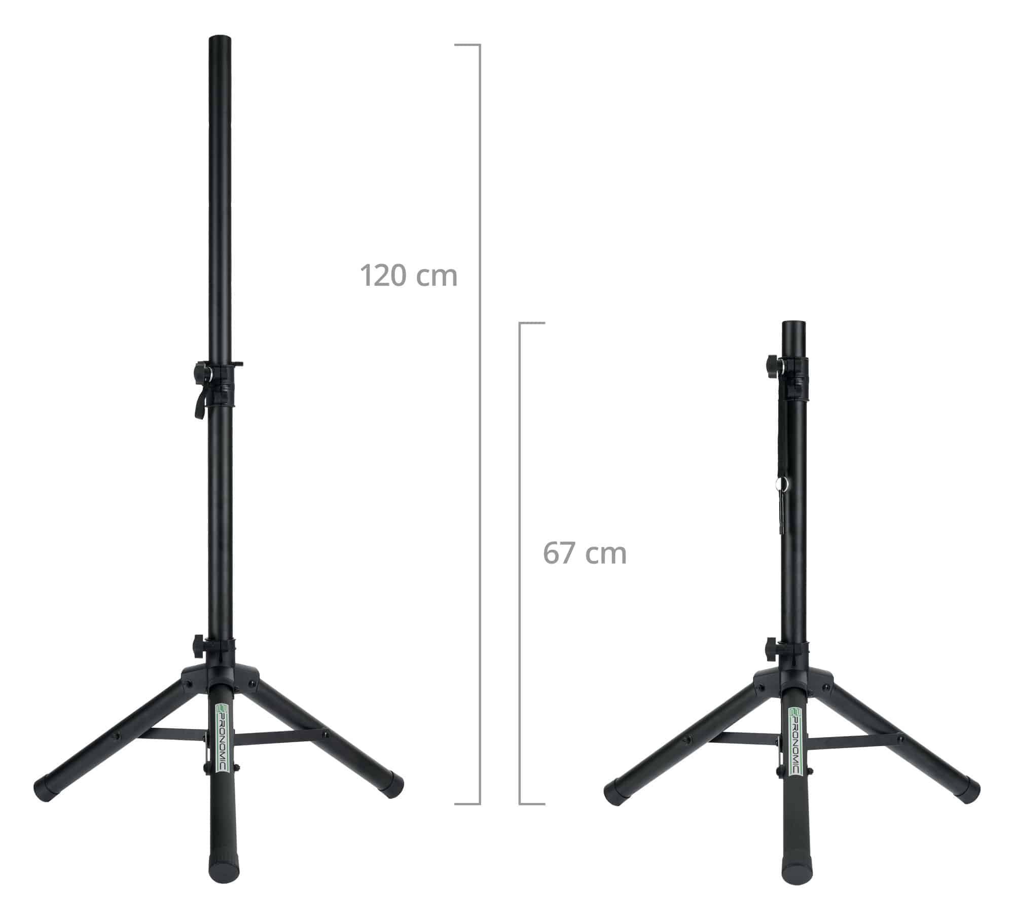 Pronomic Lautsprecherständer Paar Boxenstative - Niedriger Monitor-Ständer aus Stahl, (Höhenverstellbar, 2-tlg., Belastbarkeit bis 50 kg, Ideal für Linienstrahler, Akustik-Verstärker)