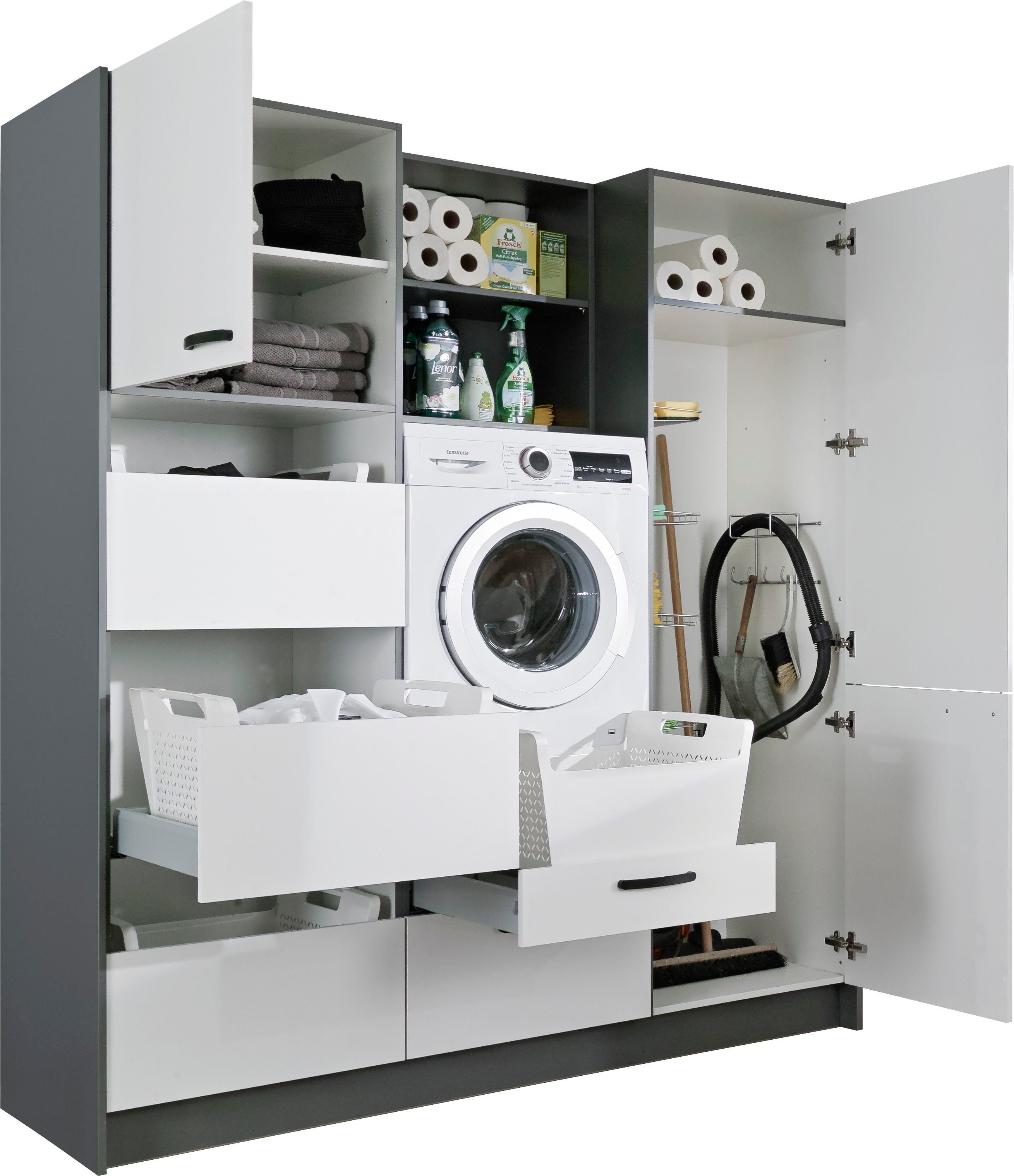 Express Küchen Schrank-Set Arta, (Komplett-Set, 7-St., ohne Geräte, vormontiert, mit Soft-Close-Funktion, Stellbreite 185 cm), ohne Geräte, vormontiert, mit Soft-Close-Funktion, Stellbreite 185cm