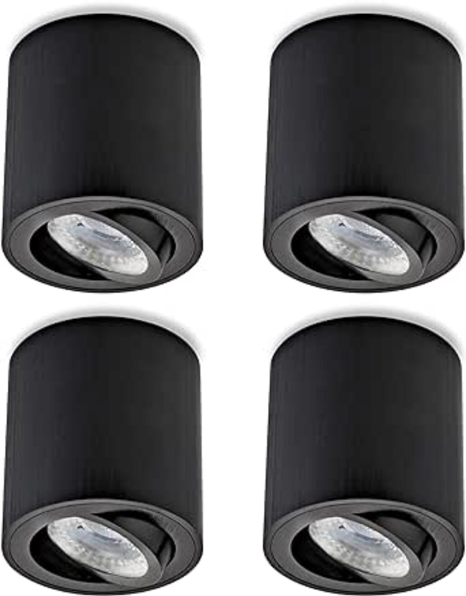 Sweet LED LED Aufbaustrahler 4er Set LED Aufbauspots GU10 schwarz – 7W Deckenspot 230V, LED wechselbar, Warmweiß, LED Deckenlampe, Deckenstrahler