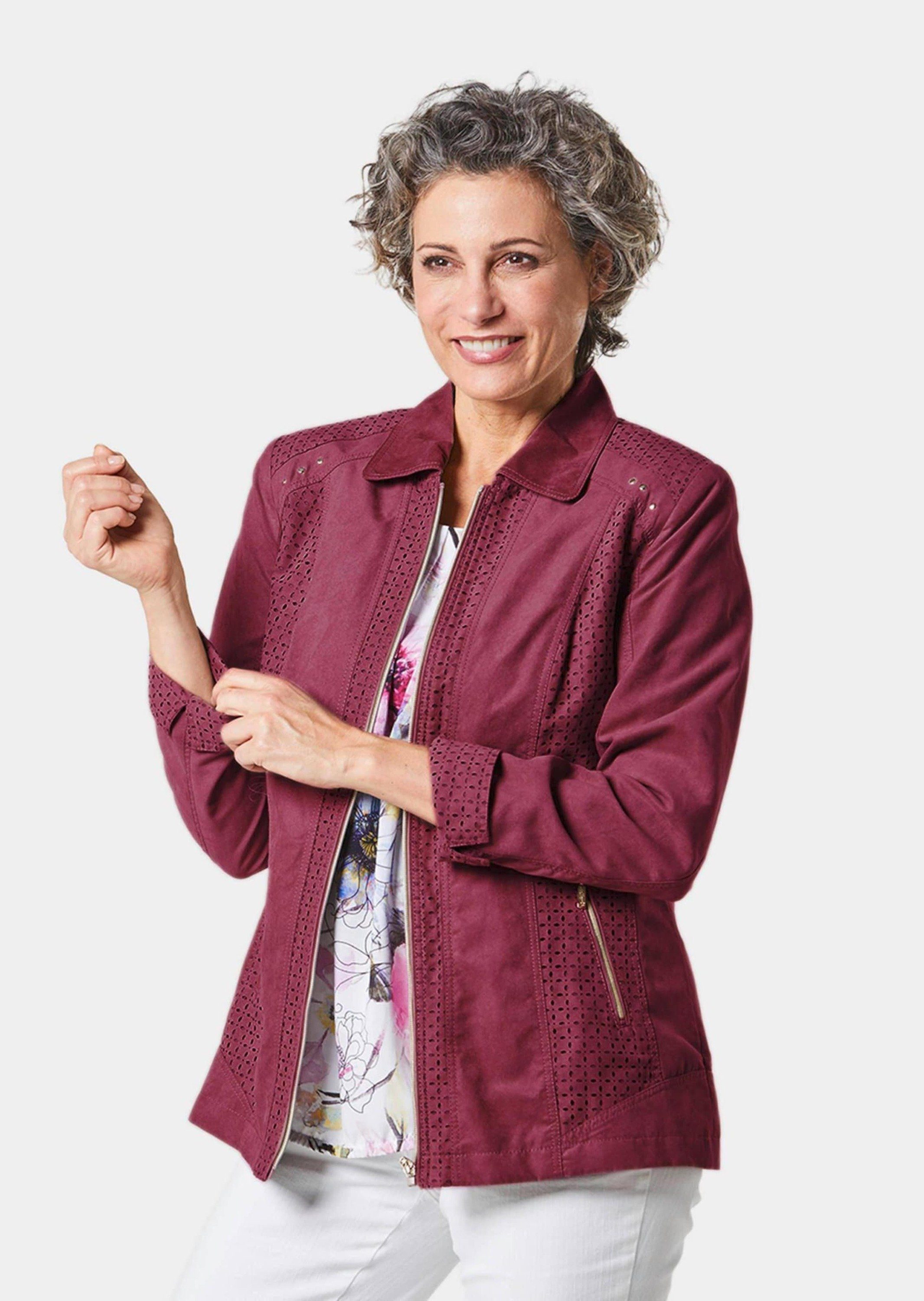 GOLDNER Blouson Velourslederimitat-Blazer mit Perforierung Attraktiv günstig online kaufen