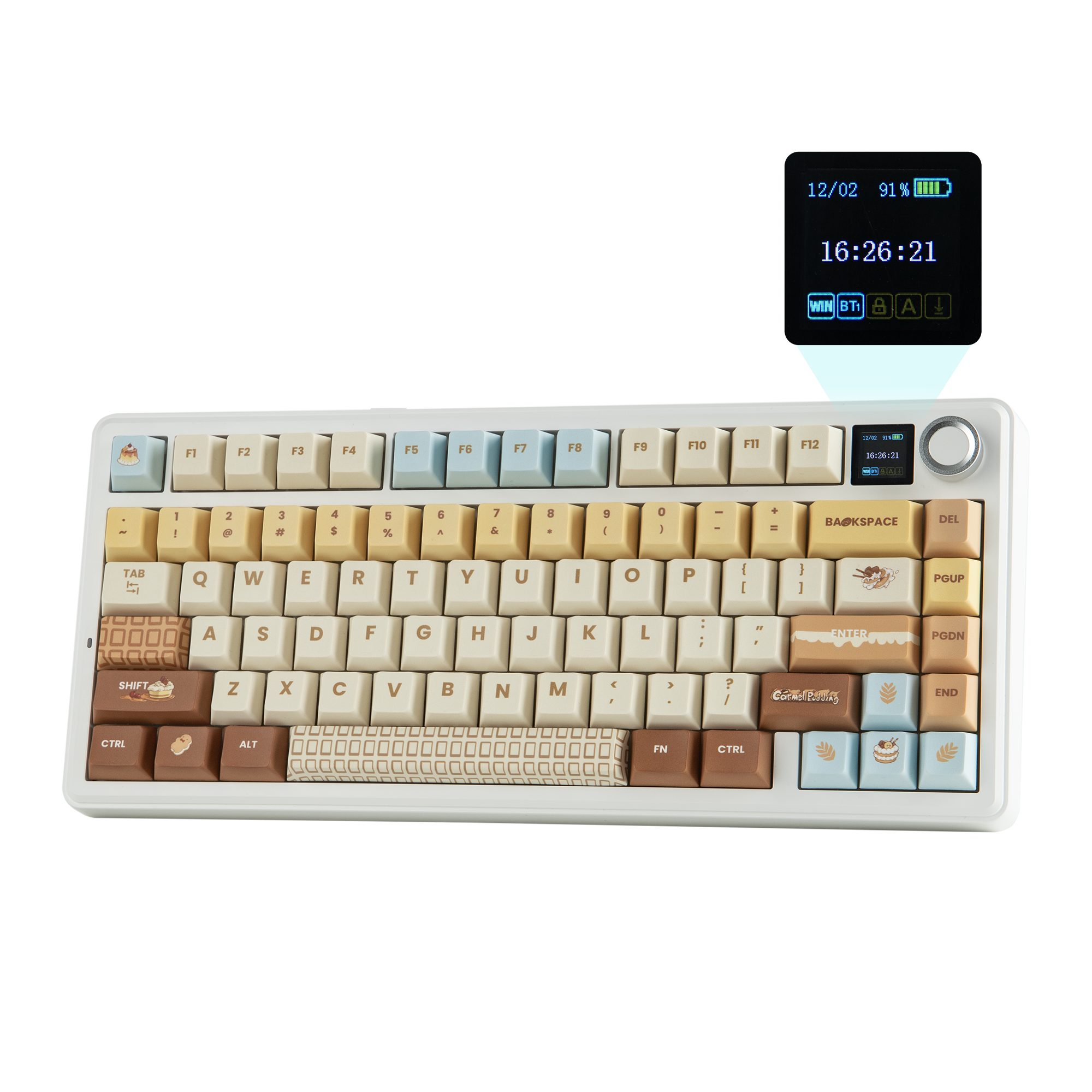 EPOMAKER Mechanische Tastatur (75% Layout) mit TFT-Display und Drehregler Gaming-Tastatur (Gasket Hot-Swap Kabellose Tastatur für PC/Mac/Linux, QWERTY US-Layout)