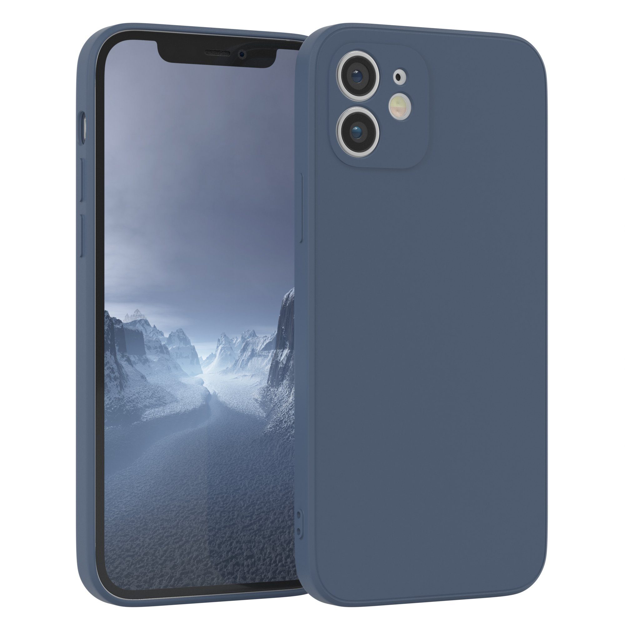 EAZY CASE Handyhülle für Apple iPhone 12 Hülle Silikon 6,1 Zoll, Handy Softcase mattierte Silikonhülle Back Cover Soft Blau / Petrol