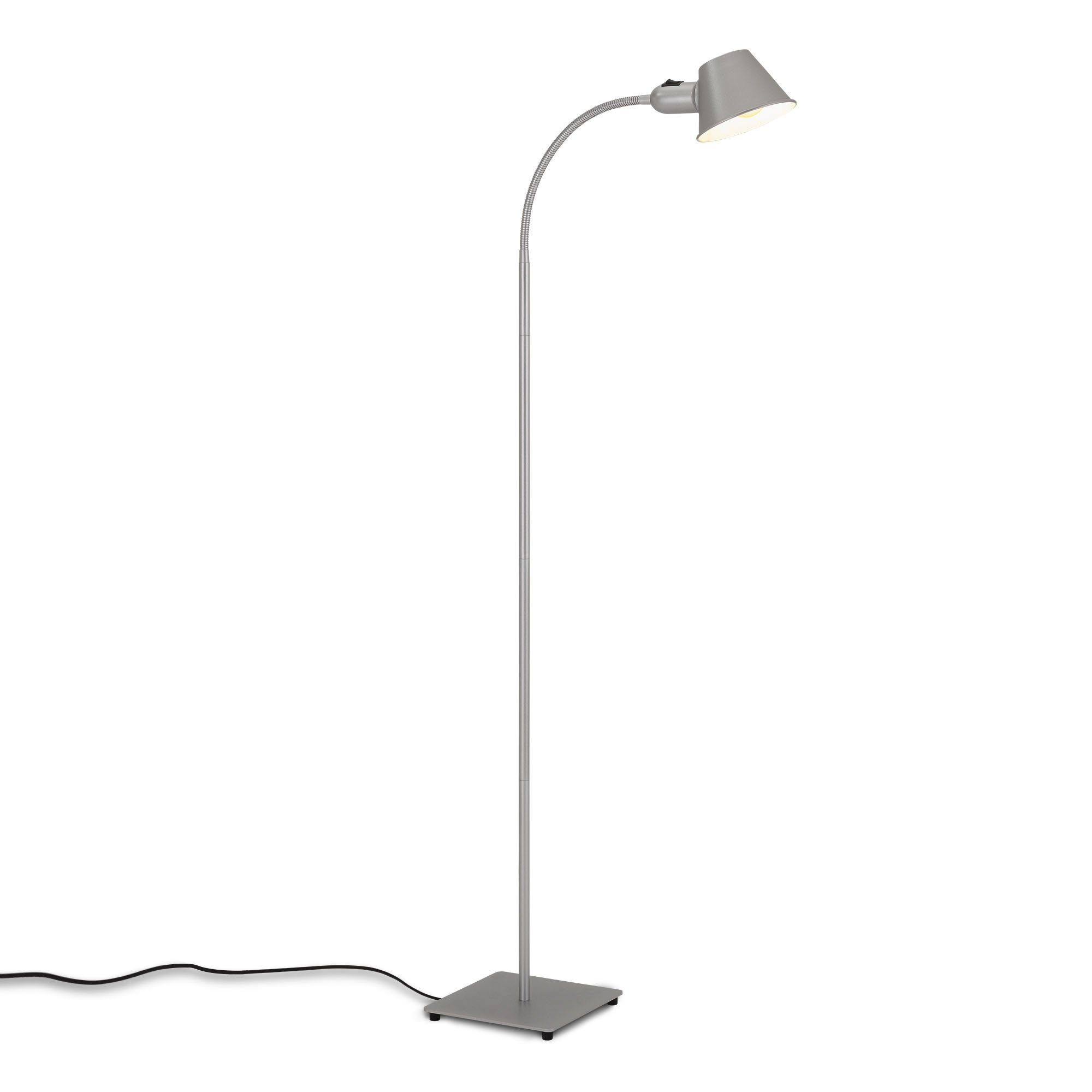Briloner Leuchten Stehlampe exkl. ohne schwenkbar, metall/chrom-matt, retro, 1x W 1407-014, Leuchtmittel, 10 max. E27