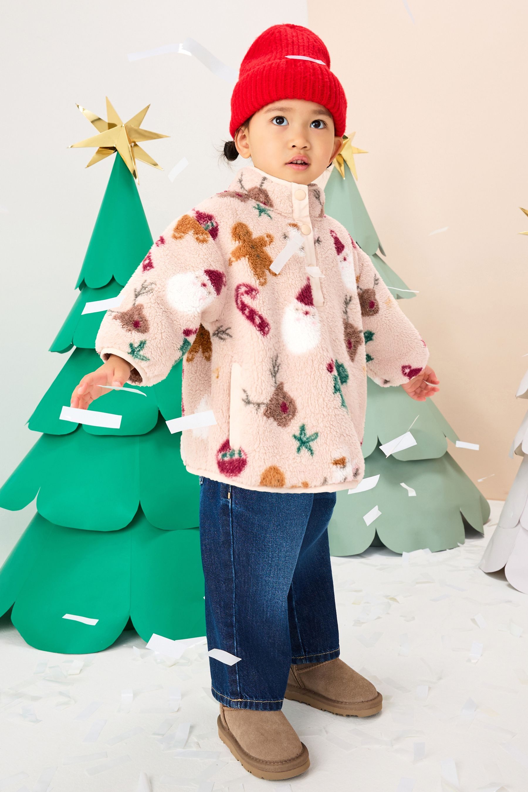 Next Fleecejacke Fleece mit halblangen Druckknopfverschluss (1-St)