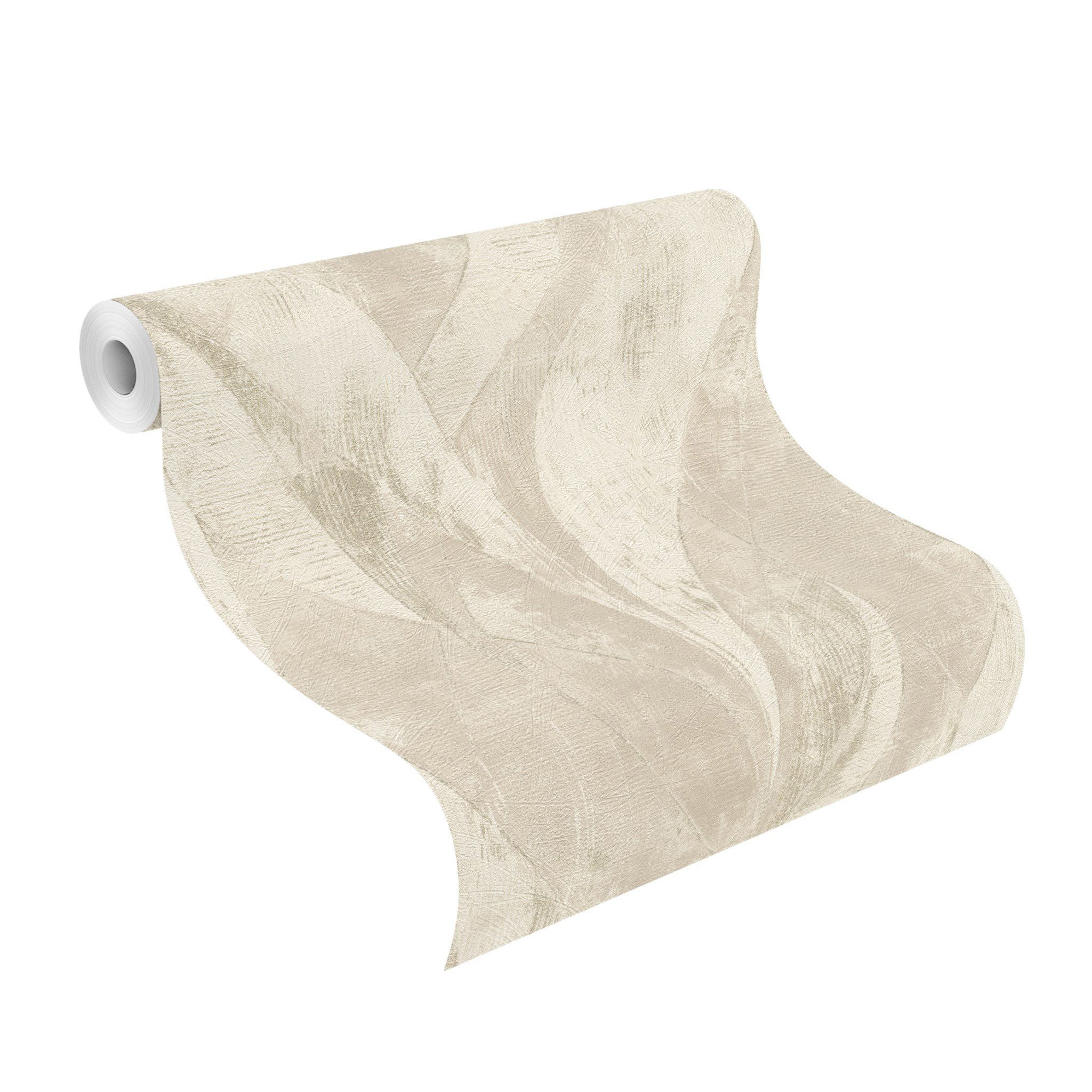 Rasch Vliestapete Industrial-Optik - Vinyltapete Beige, Industrial-Optik, Glanzeffekt, Textiloptik, (1 Rolle, 1 St., 10,05 m x 0,53 m), gute Lichtbeständigkeit, feucht abwischbar, restlos abziehbar
