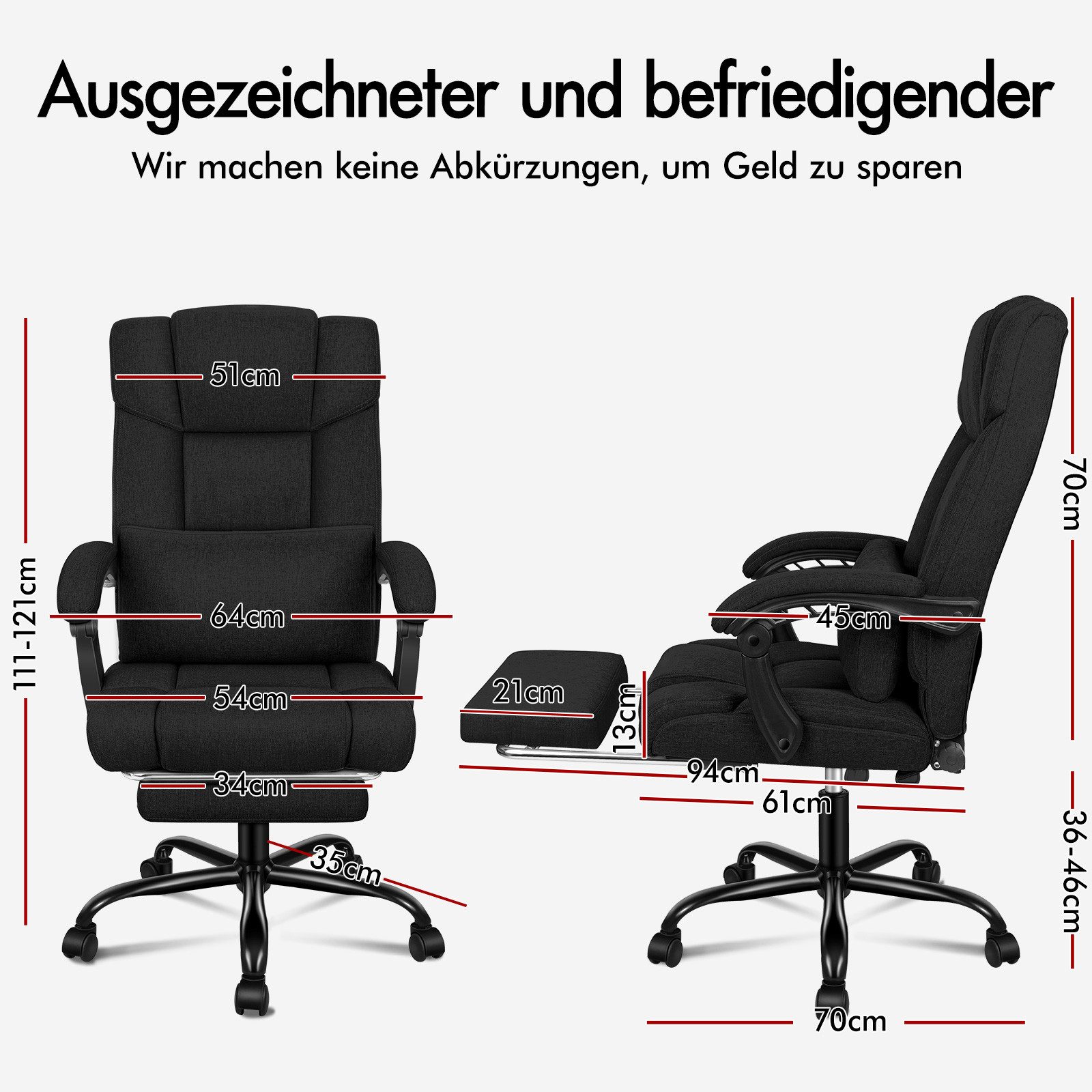 ALFORDSON Bürostuhl mit Fußstütze und XL-Lendenkissen, günstig online kaufen