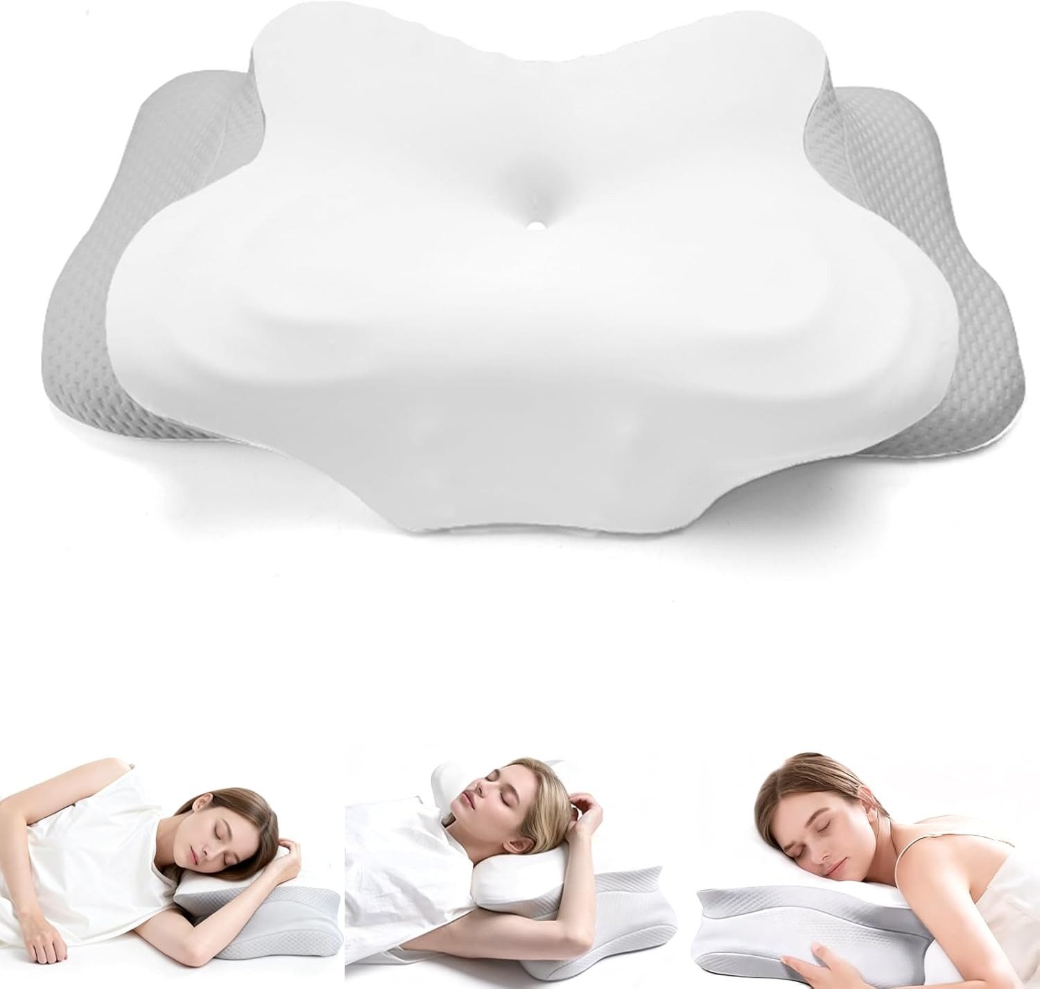 Refined Living Nackenstützkissen Nackenkissen, Orthopädisches Memory-Foam-Kissen, Schlafkissen, Füllung: Hochwertiger Memory-Schaum, Ideal für Rücken-, Bauch- und Seitenschläfer Bauchschläfer, Orthopädisches Kissen, 2 in 1 Ergonomisches Nackenstützkissen