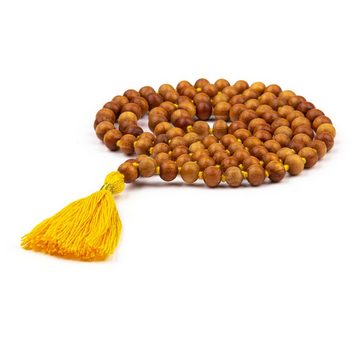 bodhi Perlenkette Mala Yoga Kette mit Sandelholz-Duft, farbige Quaste, 108 Perlen