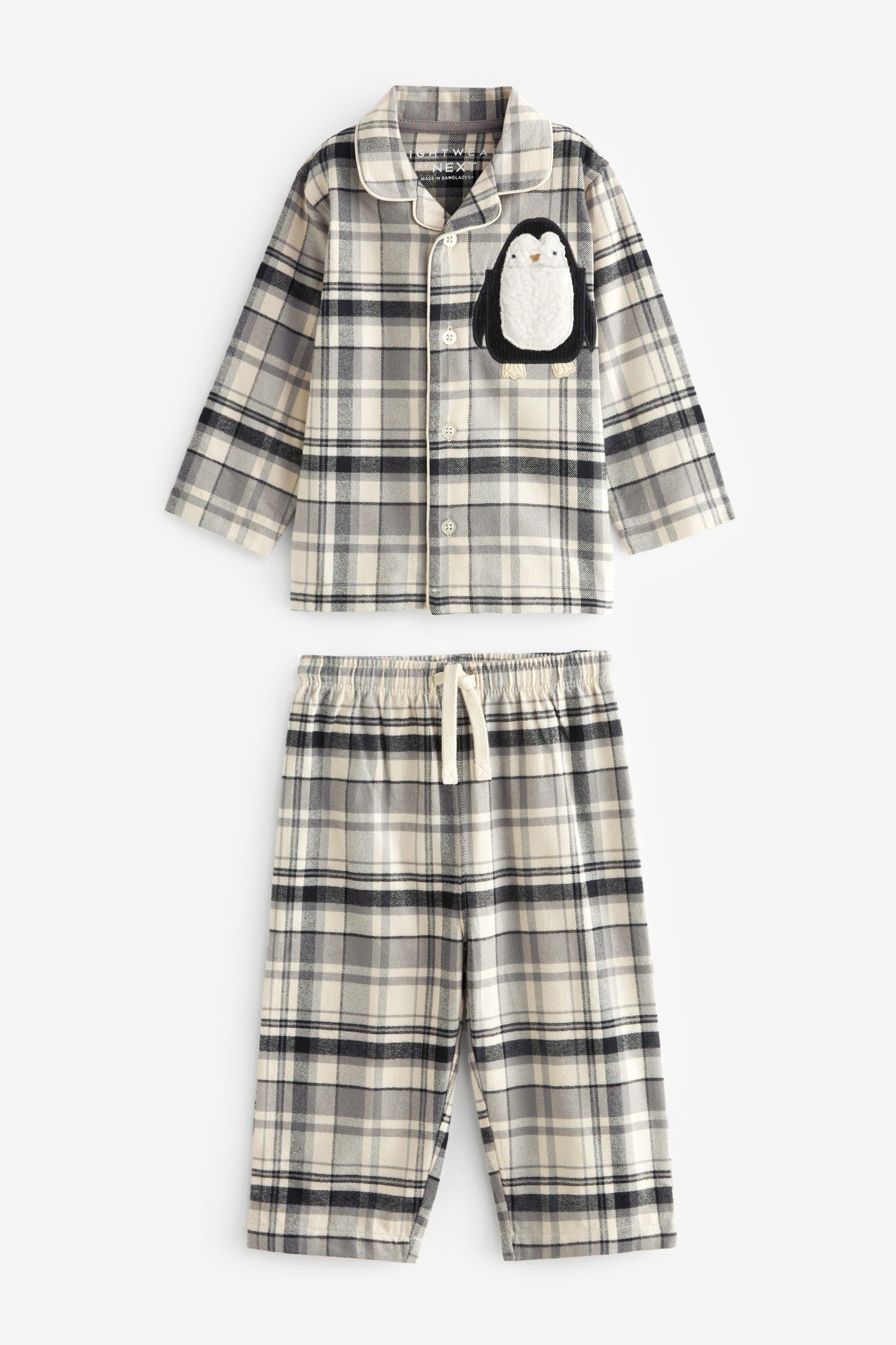 Next Pyjama Pyjama mit durchgehender Knopfleiste (2 tlg) Neutral/Black Penguin
