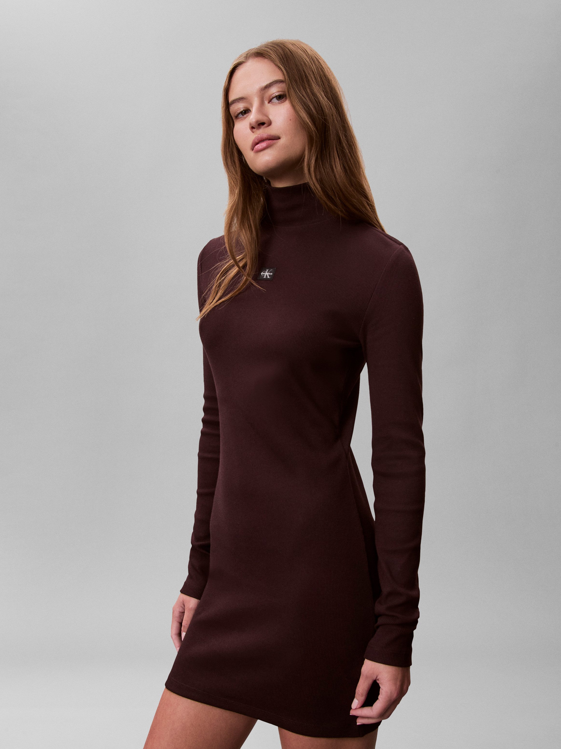 Calvin Klein Jeans Minikleid Figurbetonte Passform mit Stehkragen
