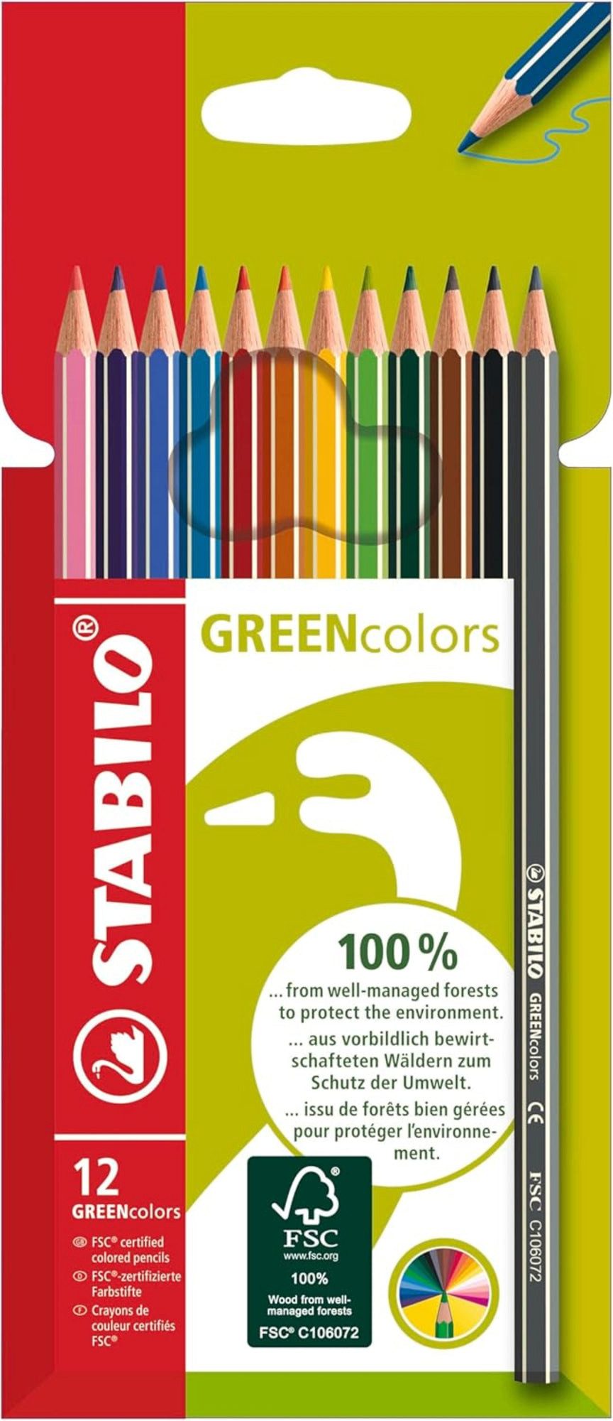 STABILO Buntstift STABILO GREENcolors Buntstifte 12er Etui – FSC-Holz