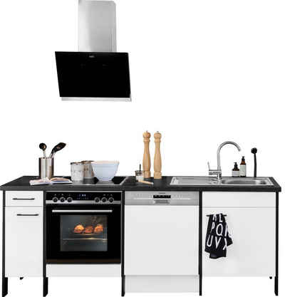 OPTIFIT Küchenzeile Tokio, ohne E-Geräte, Breite 224 cm, mit Stahlgestell, mit Vollauszügen