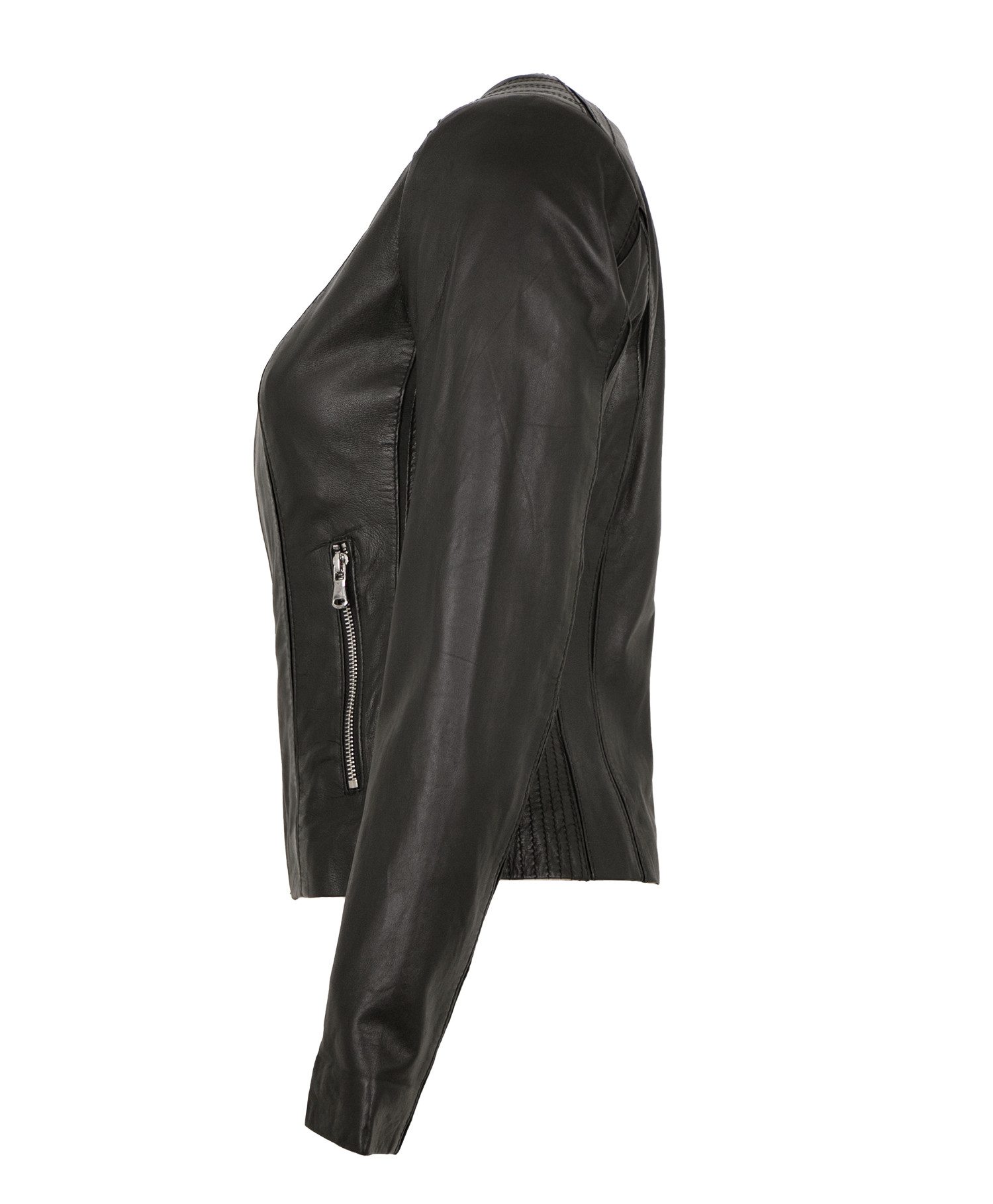 7eleven Lederjacke Side/L 7eleven - Damen Lederjacke Lammnappa schwarz günstig online kaufen