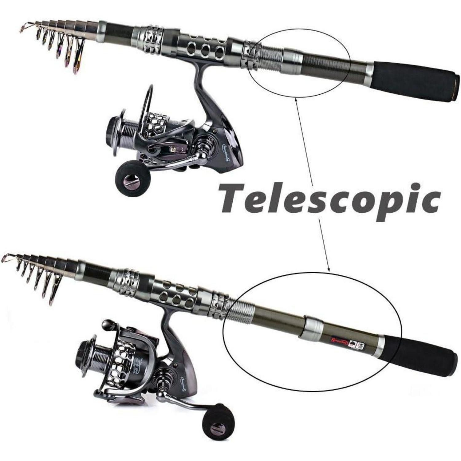 LuxusKollektion Reiserute Teleskopangel Kohlefaser Angel-Komplettsets ohne Tragetasche 2,4M