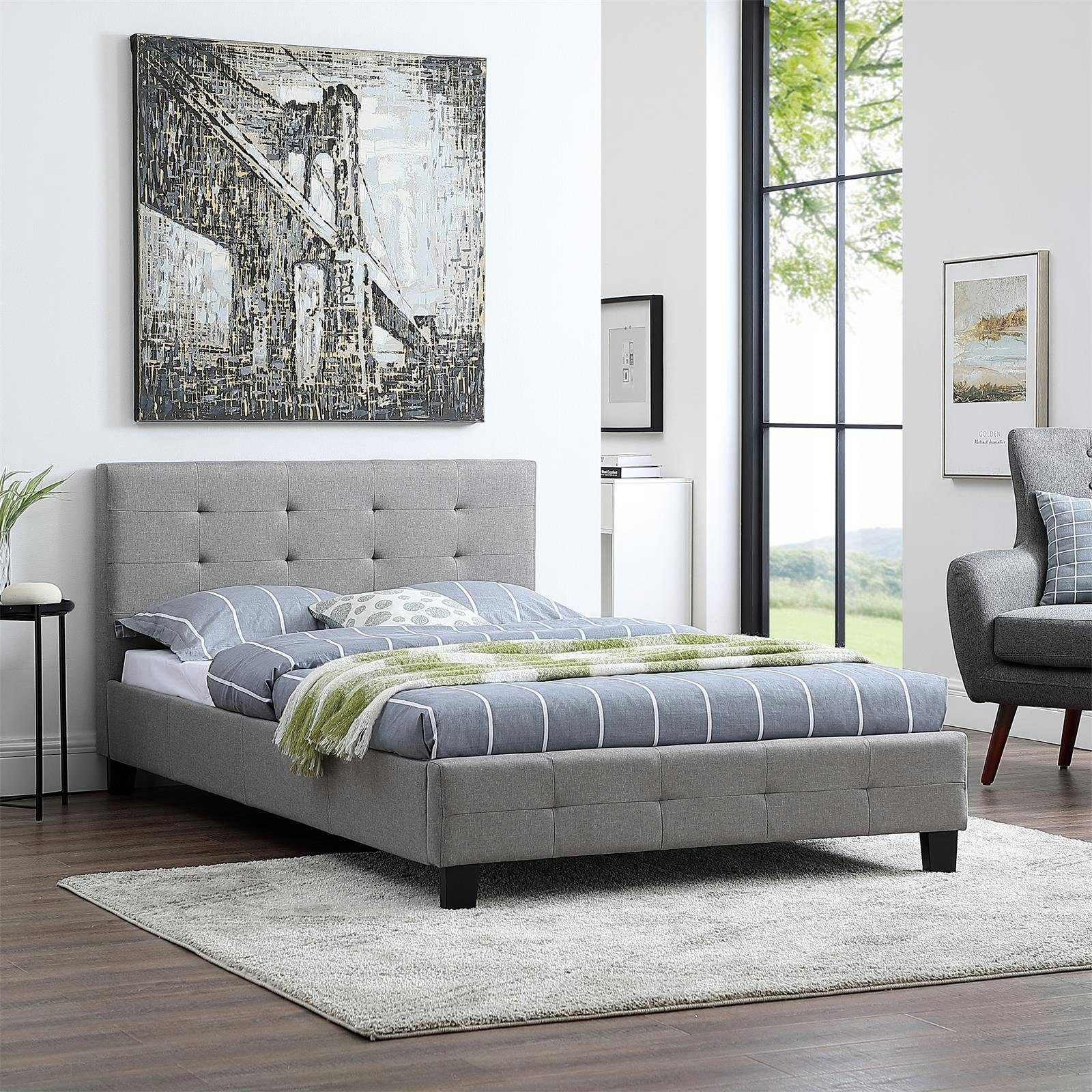CARO-Möbel Polsterbett NEBRASKA, Polsterbett Einzelbett Design günstig online kaufen