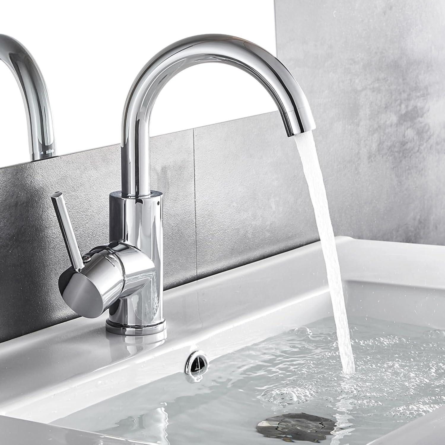LuxusKollektion Waschtischarmatur Wasserhahn Bad 360 drehbar Messing chrom Waschtischarmatur 60CM