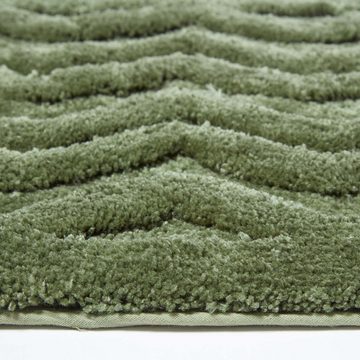 Badematte Rutschfeste Hochflor-Badematte mit Chevron-Muster, grün Homescapes, Höhe 30 mm