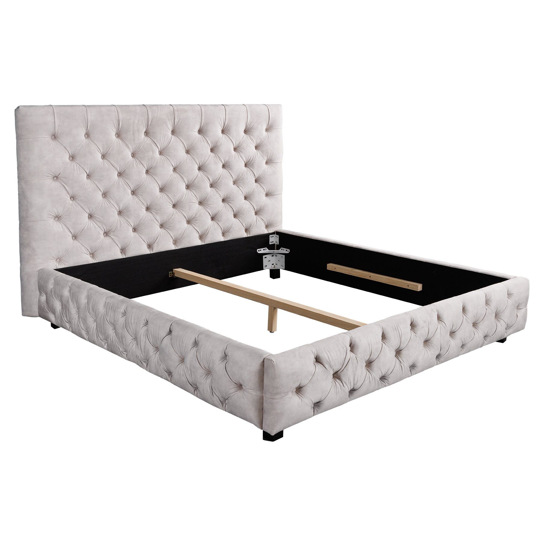 riess-ambiente Polsterbett PARIS 160x200cm champagner (Einzelartikel, 1-tlg), Schlafzimmer · Samt · Holz · Queensize · Chesterfield Design