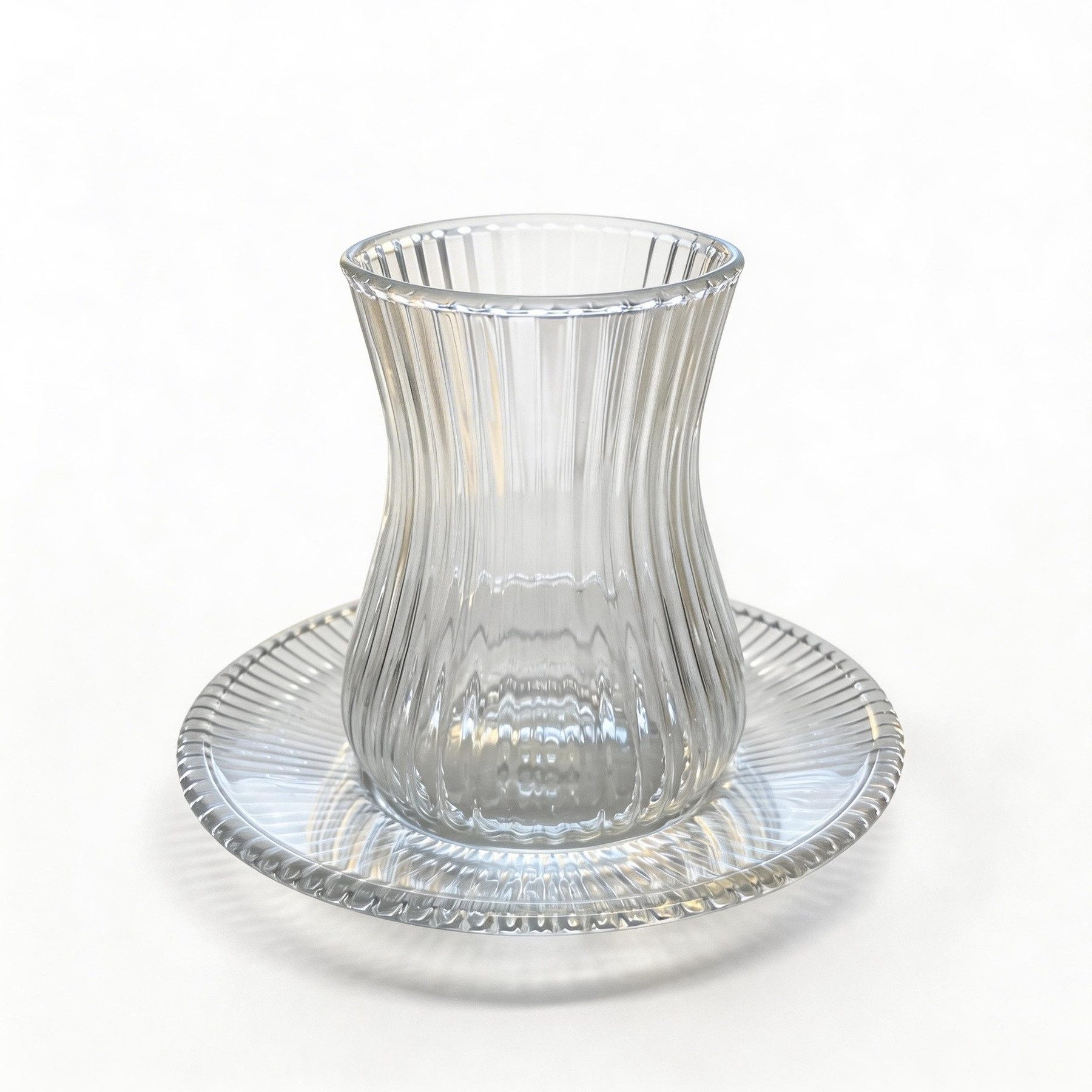Mulex Teeglas Set inklusive Untersetzer geriffeltes Glas, 12-tlg., Glas, spülmaschinengeeignet