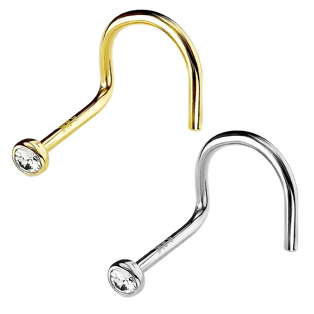 Taffstyle Nasenpiercing Piercing Nase Ohr Lippe Gold mit Zirkonia Weiß, Sta günstig online kaufen