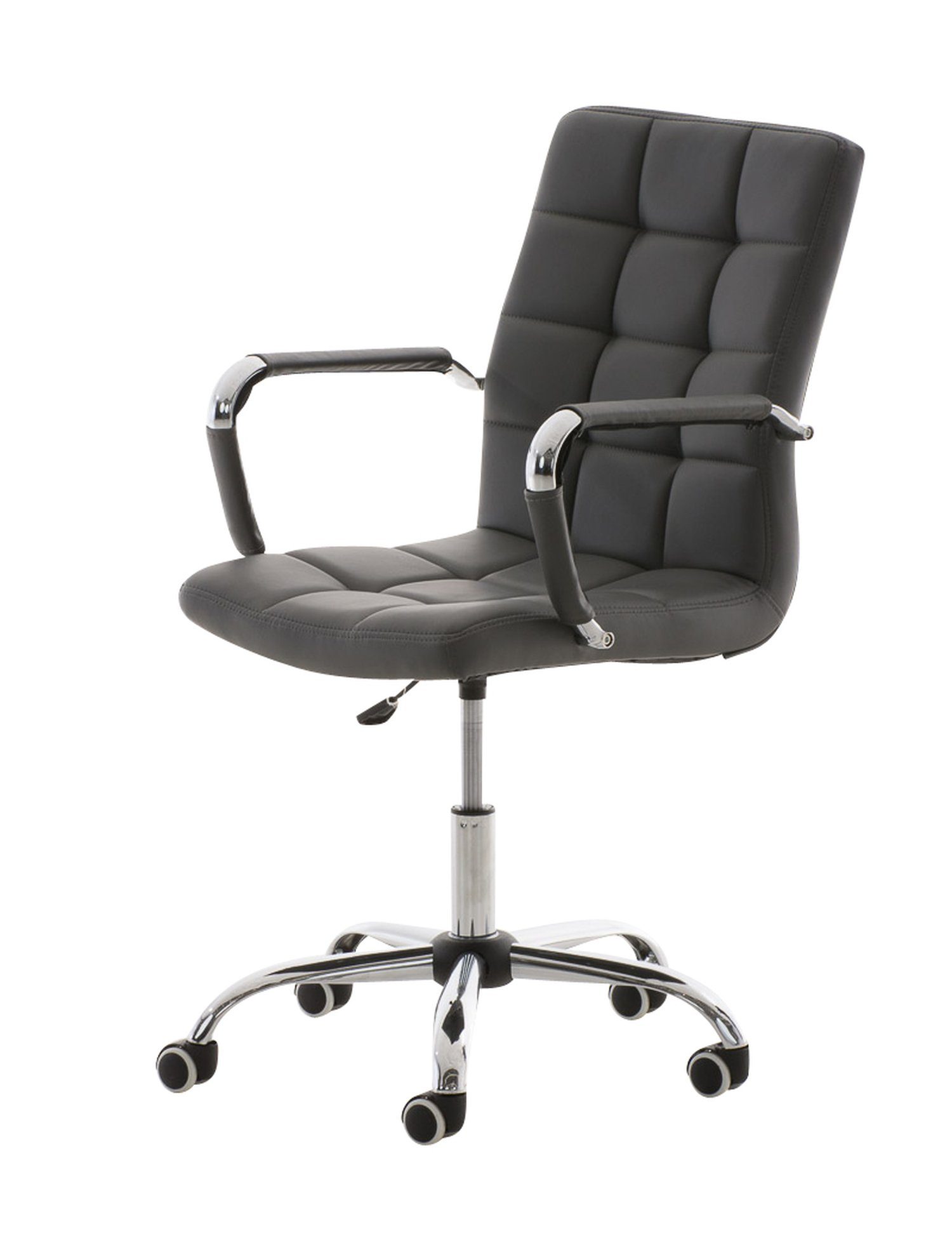 TPFLiving Bürostuhl Deal V2 Chefsessel), mit - Metall Gestell: (Schreibtischstuhl, Rückenlehne chrom Sitzfläche: Drehstuhl, Kunstleder grau Konferenzstuhl, bequemer