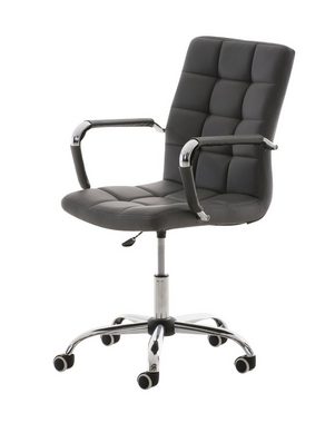 TPFLiving Bürostuhl Deal V2 mit bequemer Rückenlehne (Schreibtischstuhl, Drehstuhl, Konferenzstuhl, Chefsessel), Gestell: Metall chrom - Sitzfläche: Kunstleder grau