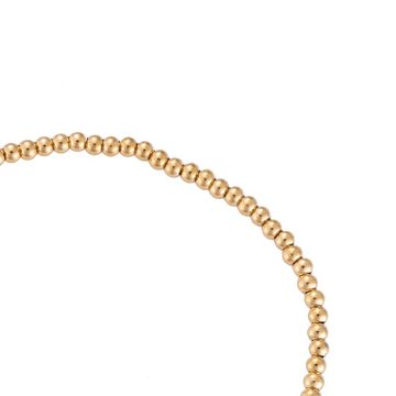 MIRROSI Edelstahlarmband Damen Armband vergoldet Kugelkette 17cm mit Gummizug, vergoldet finisch