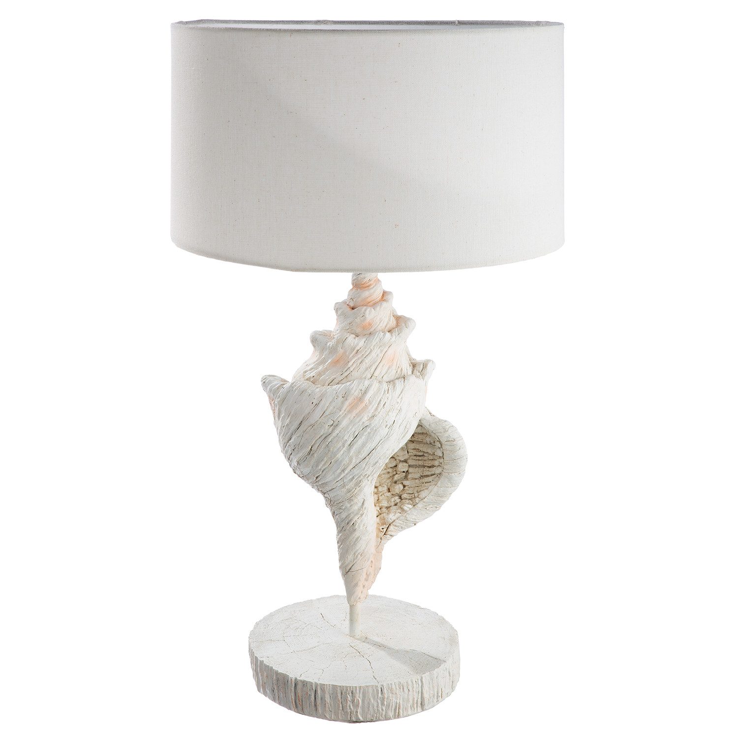 GILDE Tischleuchte SEASHELLS Leuchte - weiß - Kunstharz - Höhe 54,5cm x Ø 29,5cm - Lampe, Tischlampe - Schreibtischlampe - Nachttischlampe