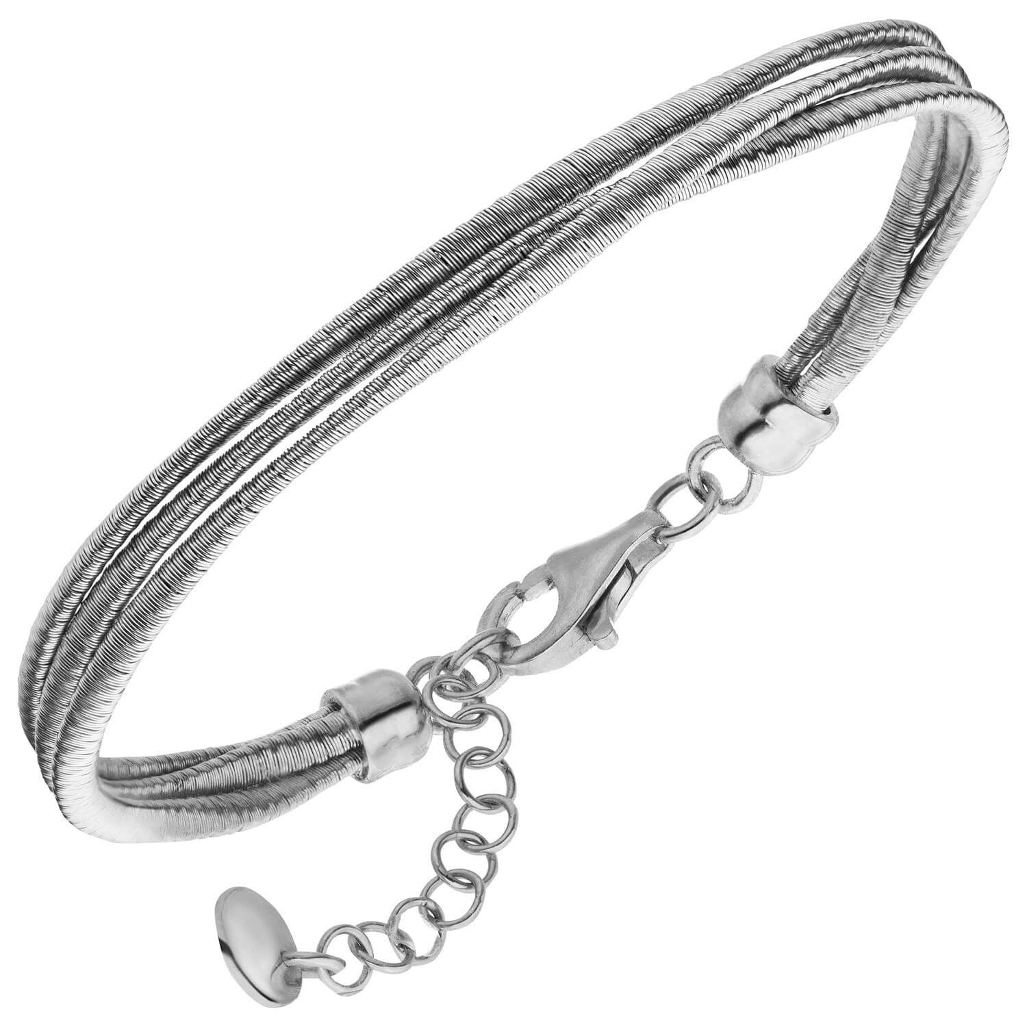 Silberarmband Armband 3-reihig aus 925 Silber mattiert 17-20cm