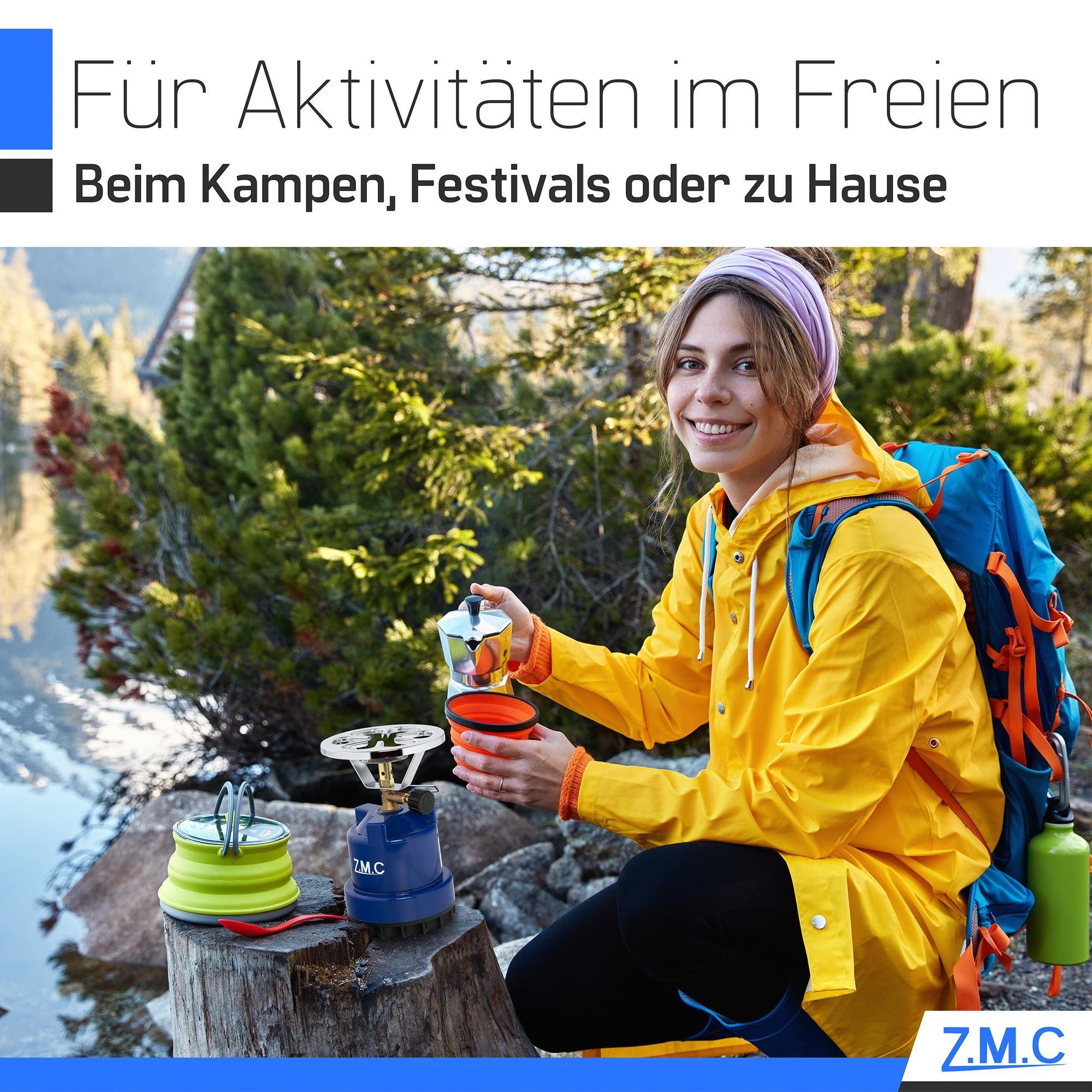 ZMC Gaskocher Campingkocher Gaskocher Shisha Kohleanzünder + 2x Gaskartuschen 190g, (Maximale Temperatur: 1100W / Gewicht: 520g / Butangas, Maximale Temperatur: – Bild 3 von 5