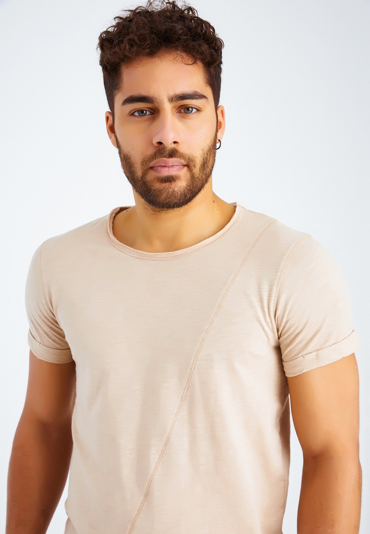 T-Shirt T-Shirt Rundhals Nelson LN-8209 Herren Leif beige