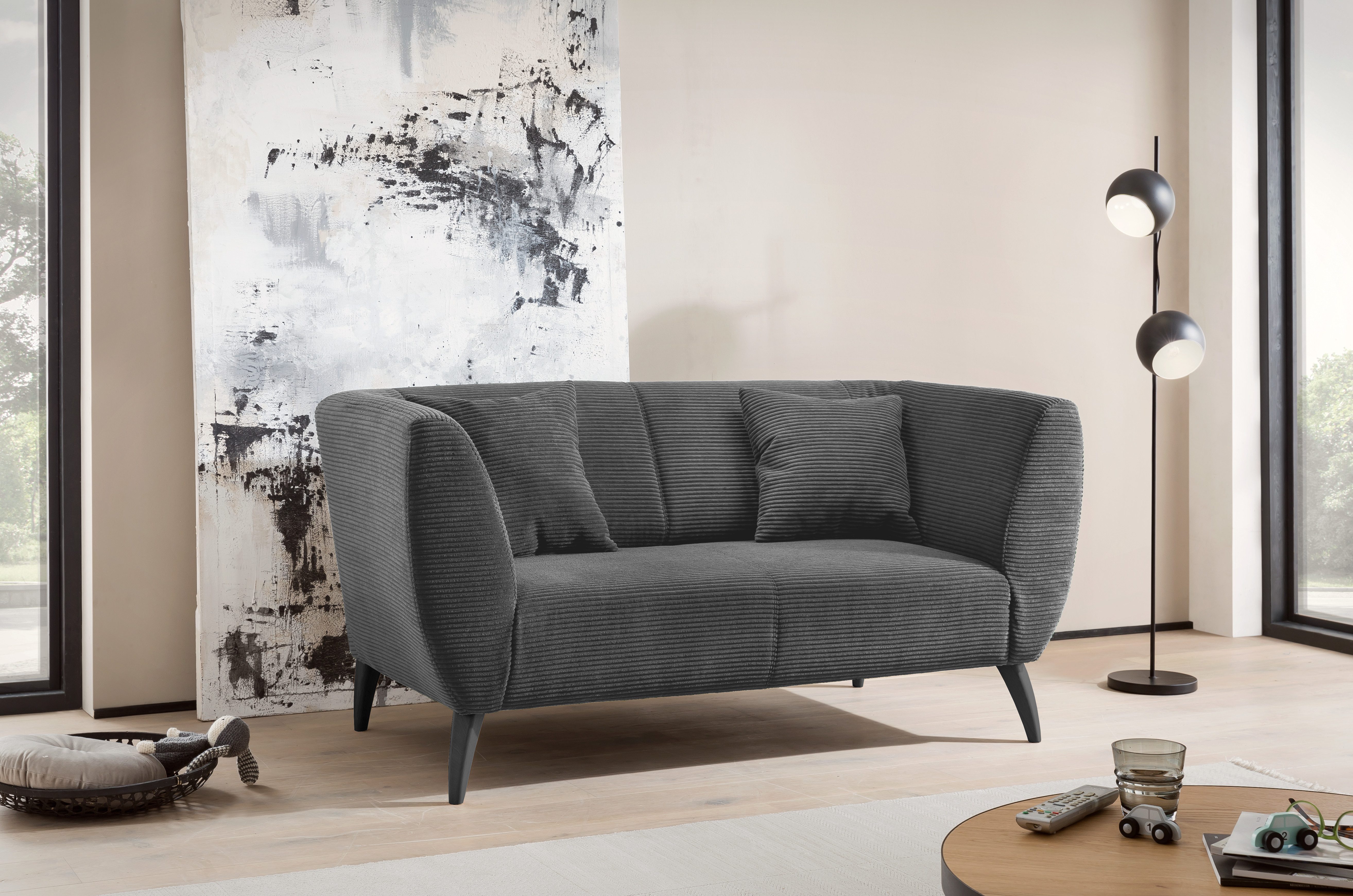Home affaire Ecksofa Lazio modern und bequem, schmale Armlehnen, tolle Detailverarbeitung, zwei verschiedene Fußfarben wählbar