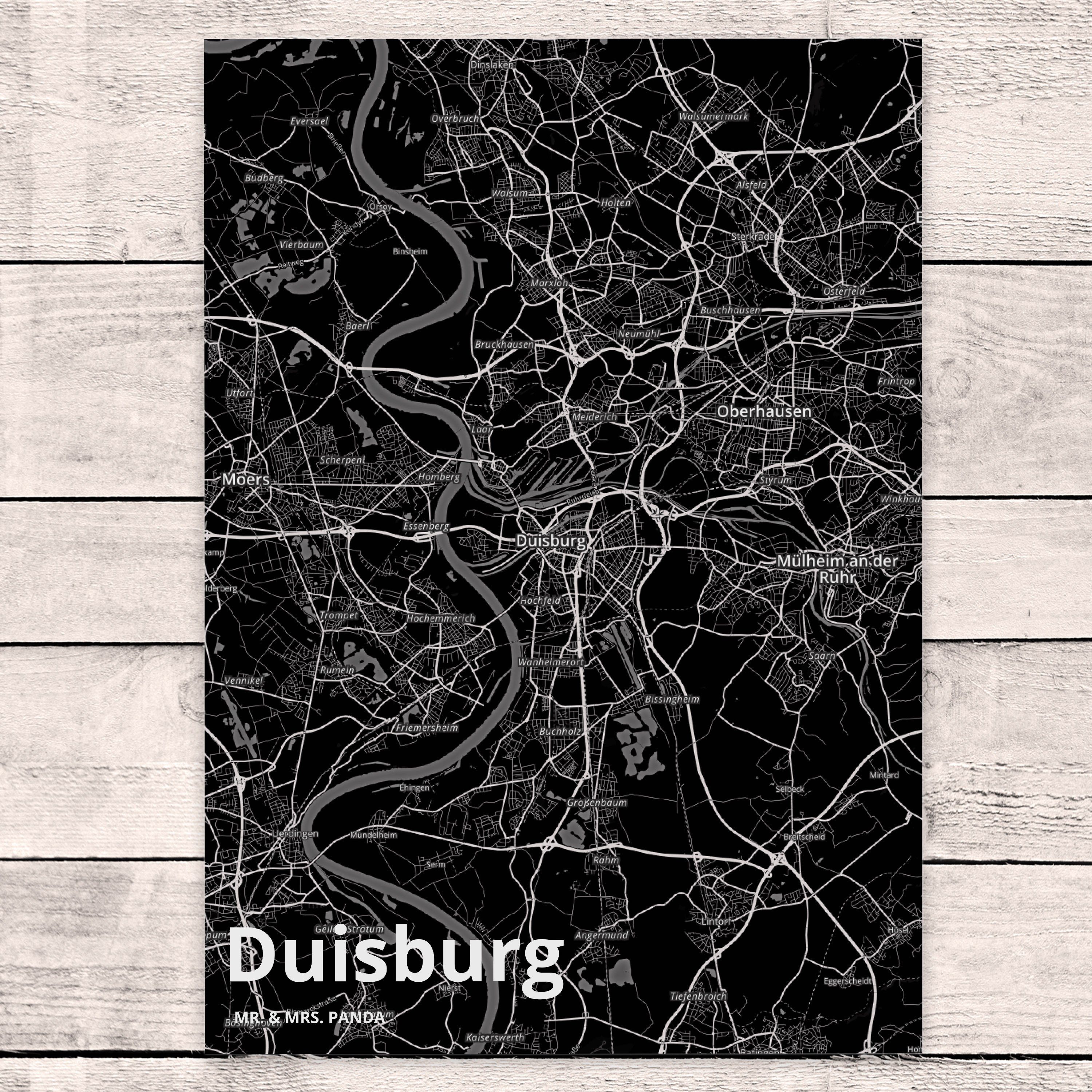 Stadt, Panda & Geburtsta Dorf, Mr. Duisburg Mrs. Grußkarte, Geschenk, Postkarte - Ansichtskarte,